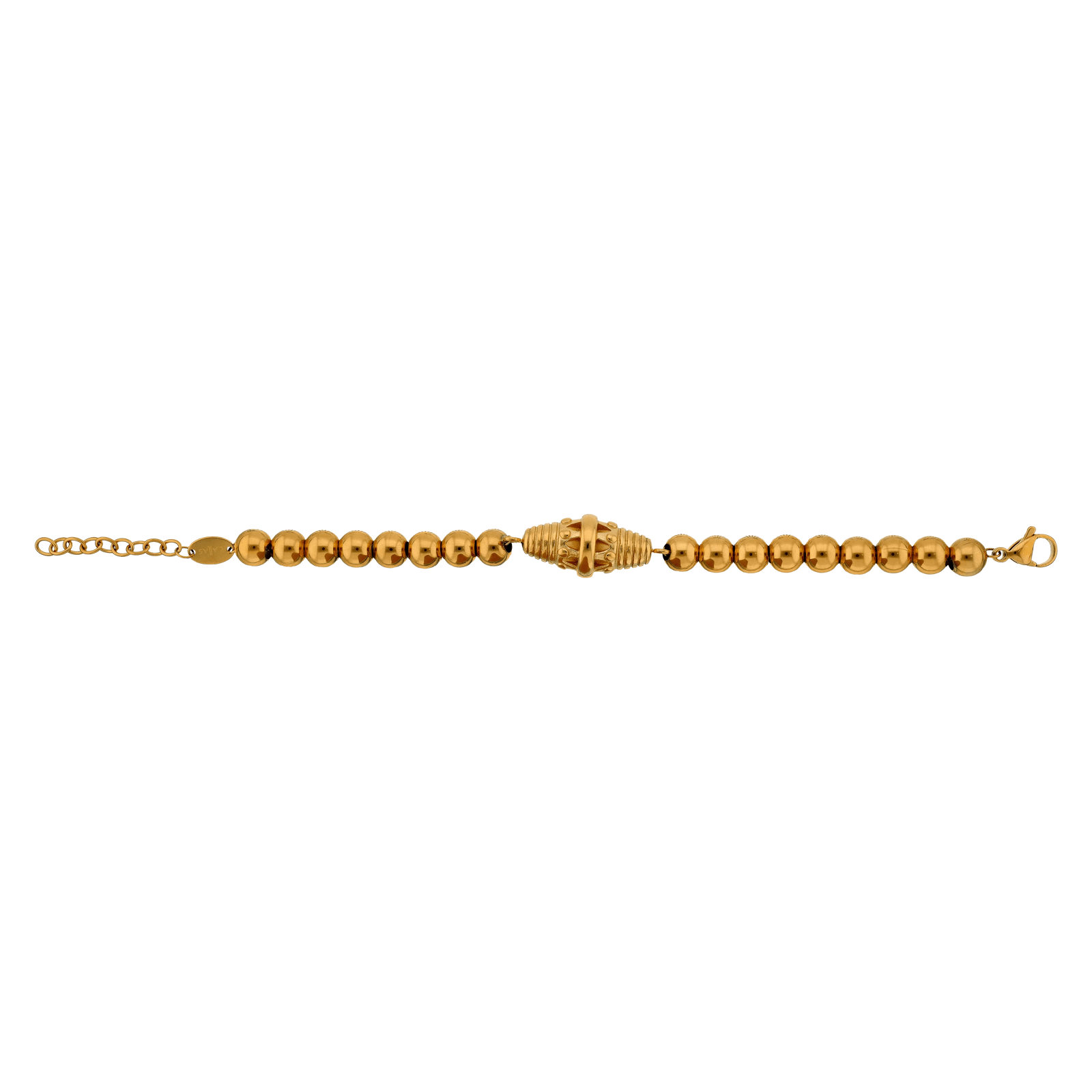 Bracelet Callas Acier doré boules 8 millimètres barillet classic 17 plus 3 centimètres tag