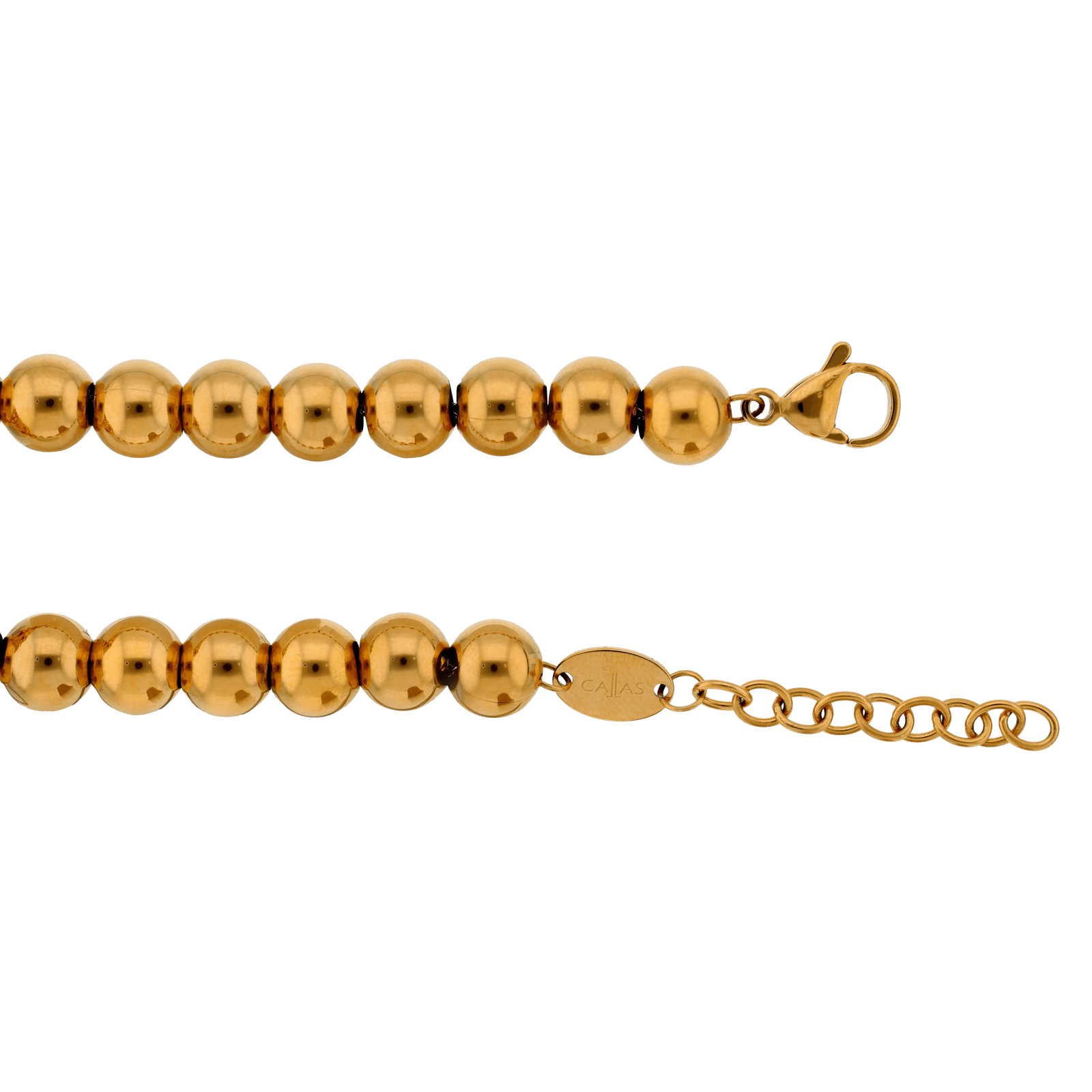 Bracelet Callas Acier doré boules 8 millimètres barillet classic 17 plus 3 centimètres tag