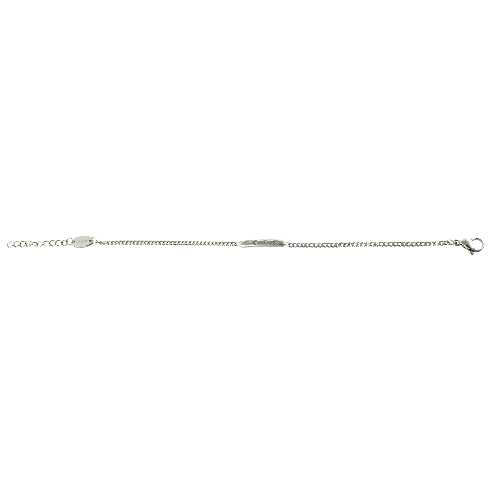 Bracelet Callas en acier avec barrette et oxydes de zirconium, 16 cm avec rallonge de 3 cm