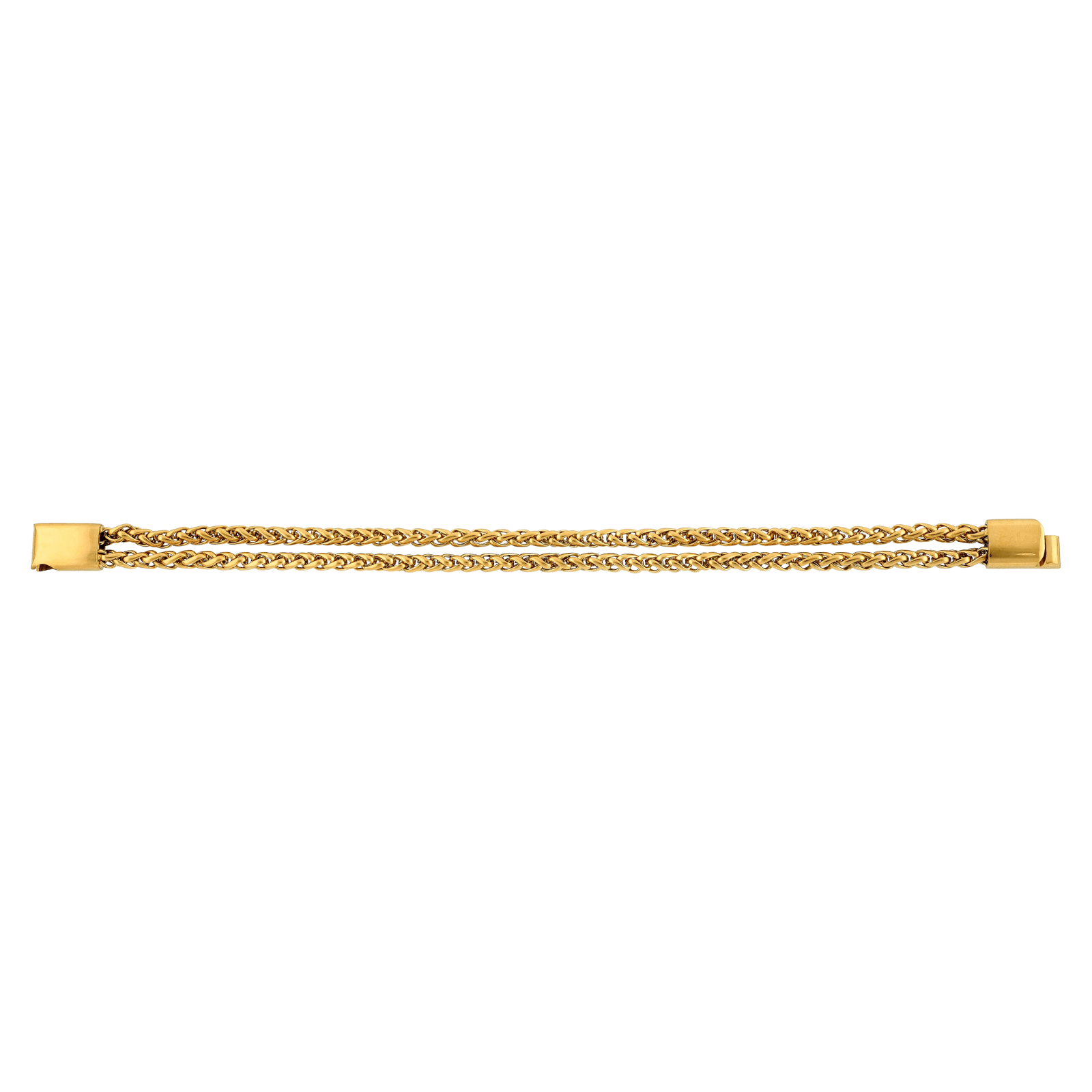 Bracelet Callas en acier doré double maille palmier avec fermoir magnétique, 20 cm