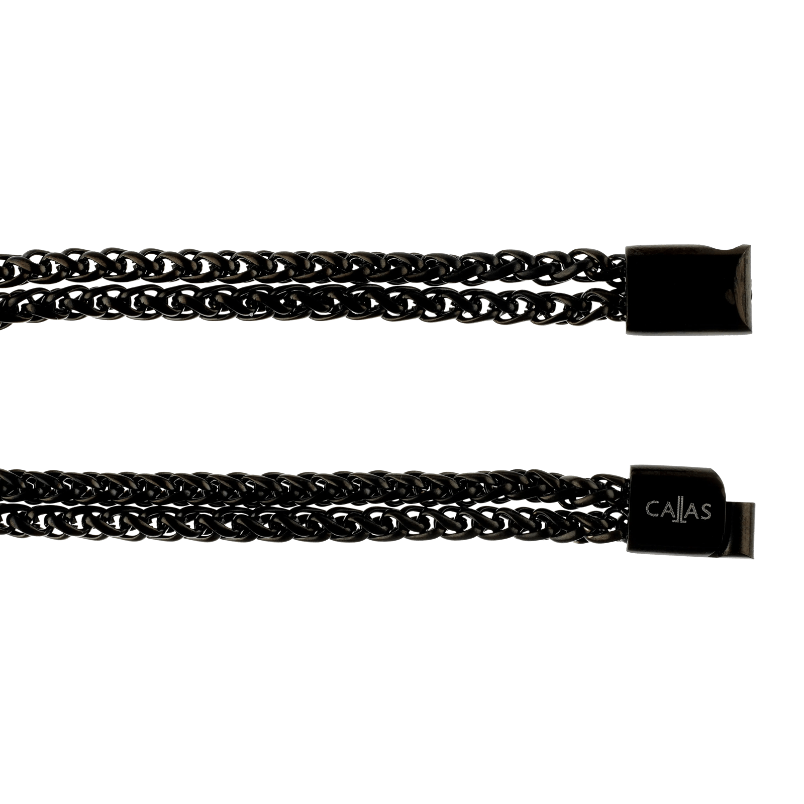 Bracelet Callas en acier noir double maille palmier avec fermoir magnétique, 21 cm