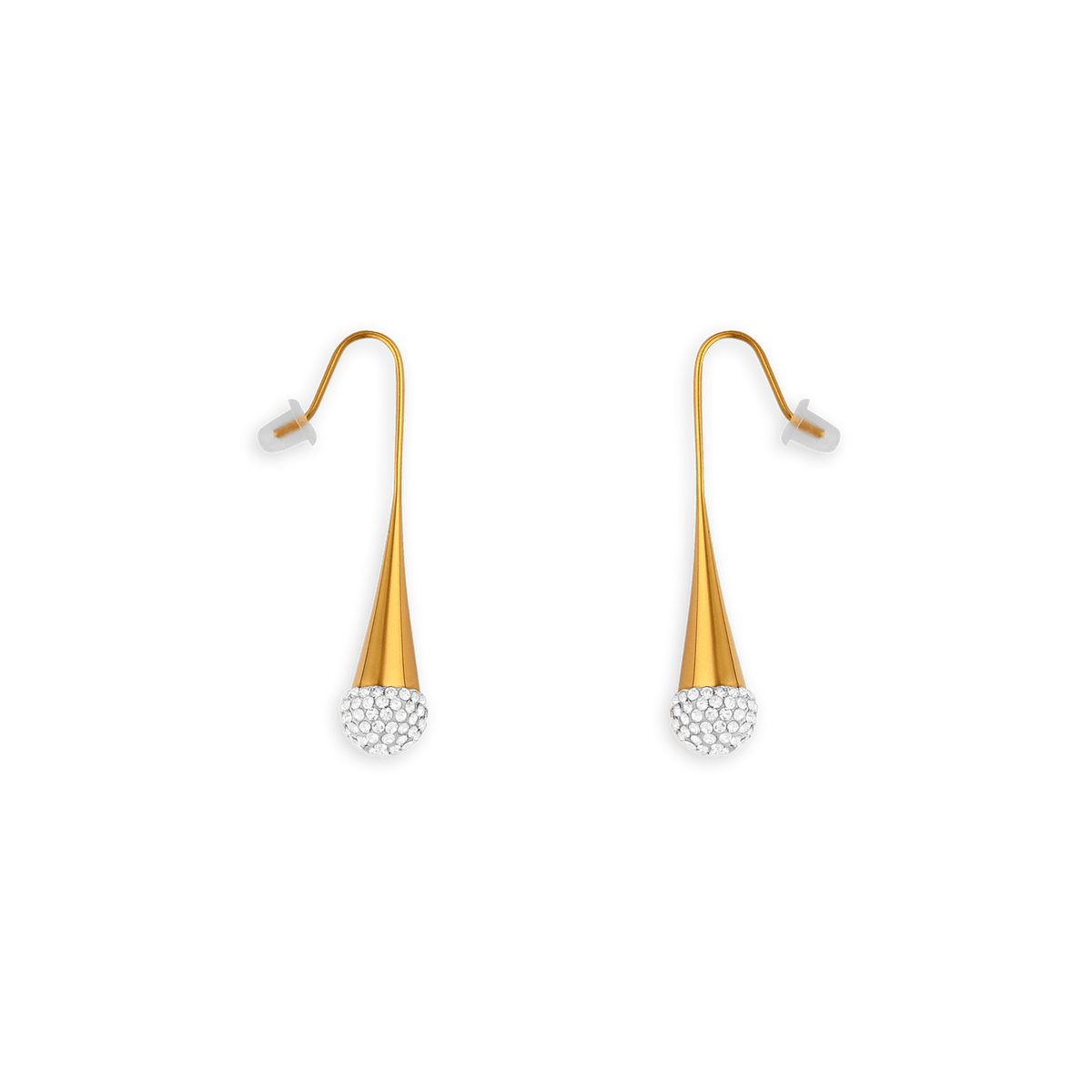 Boucles D'oreilles Acier Jaune Cristal Pendant 43.5mm