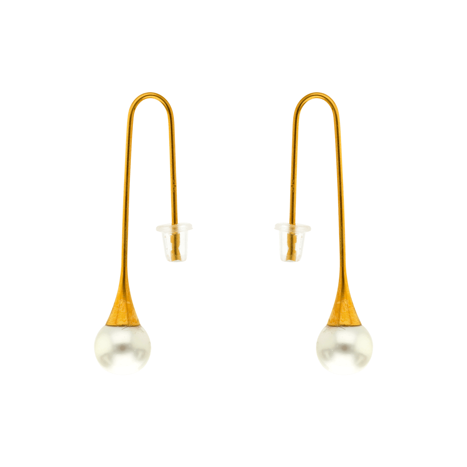 boucles d'oreilles callas acier perle synthétique doré
