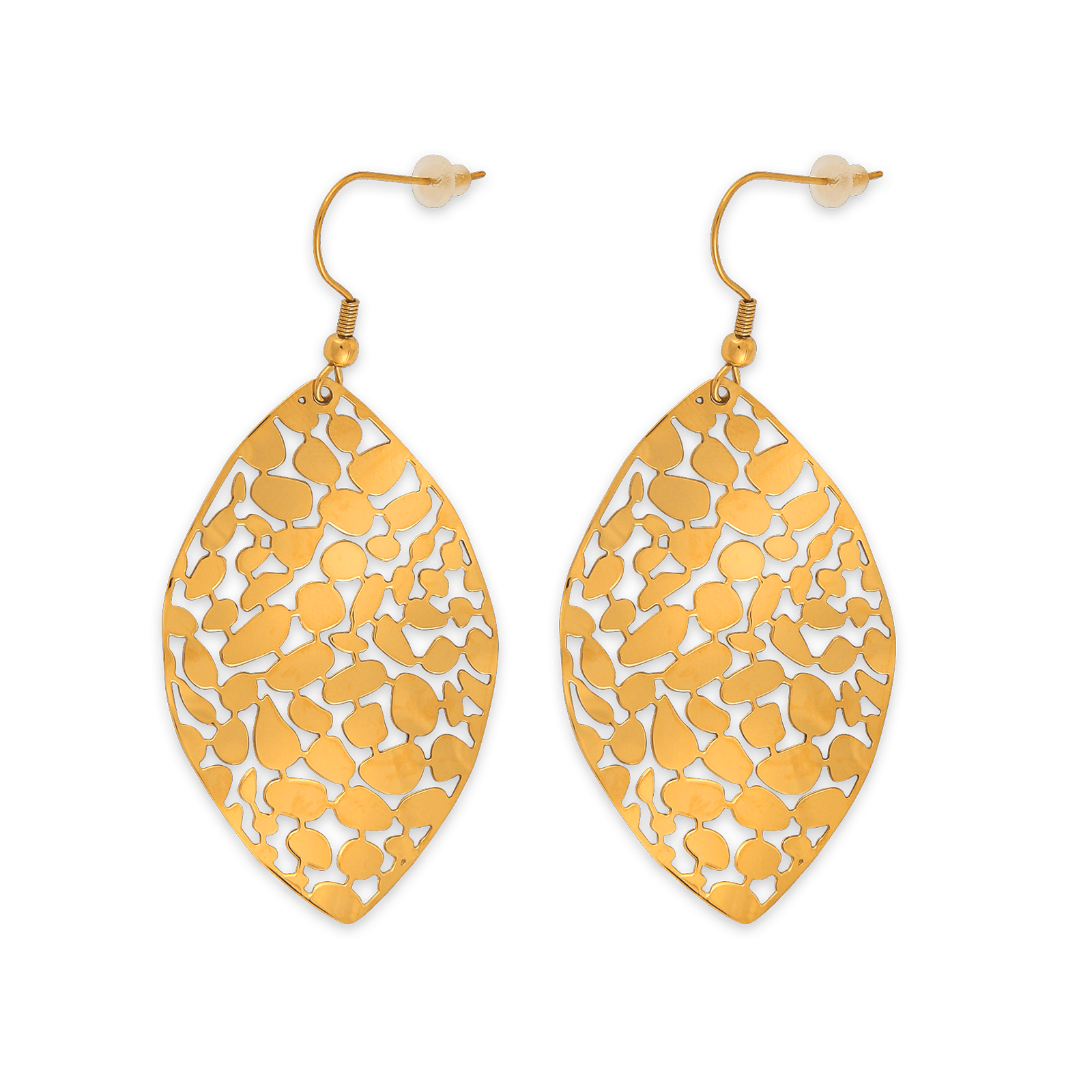 Boucles D'oreilles Acier Jaune Motif Feuille