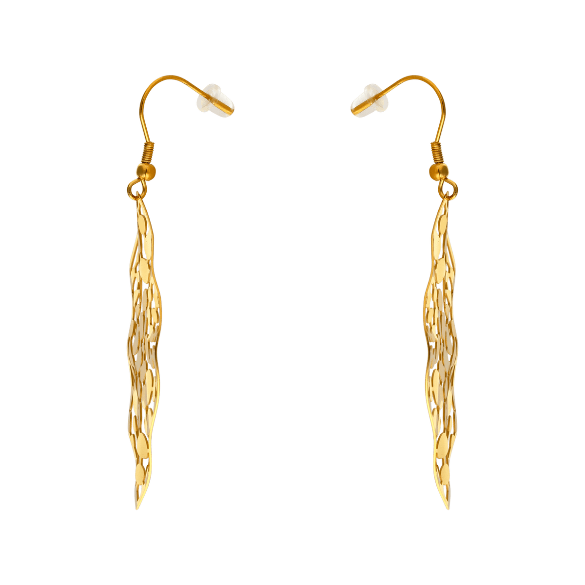 Boucles D'oreilles Acier Jaune Pendant 70mm Feuille 33*50mm