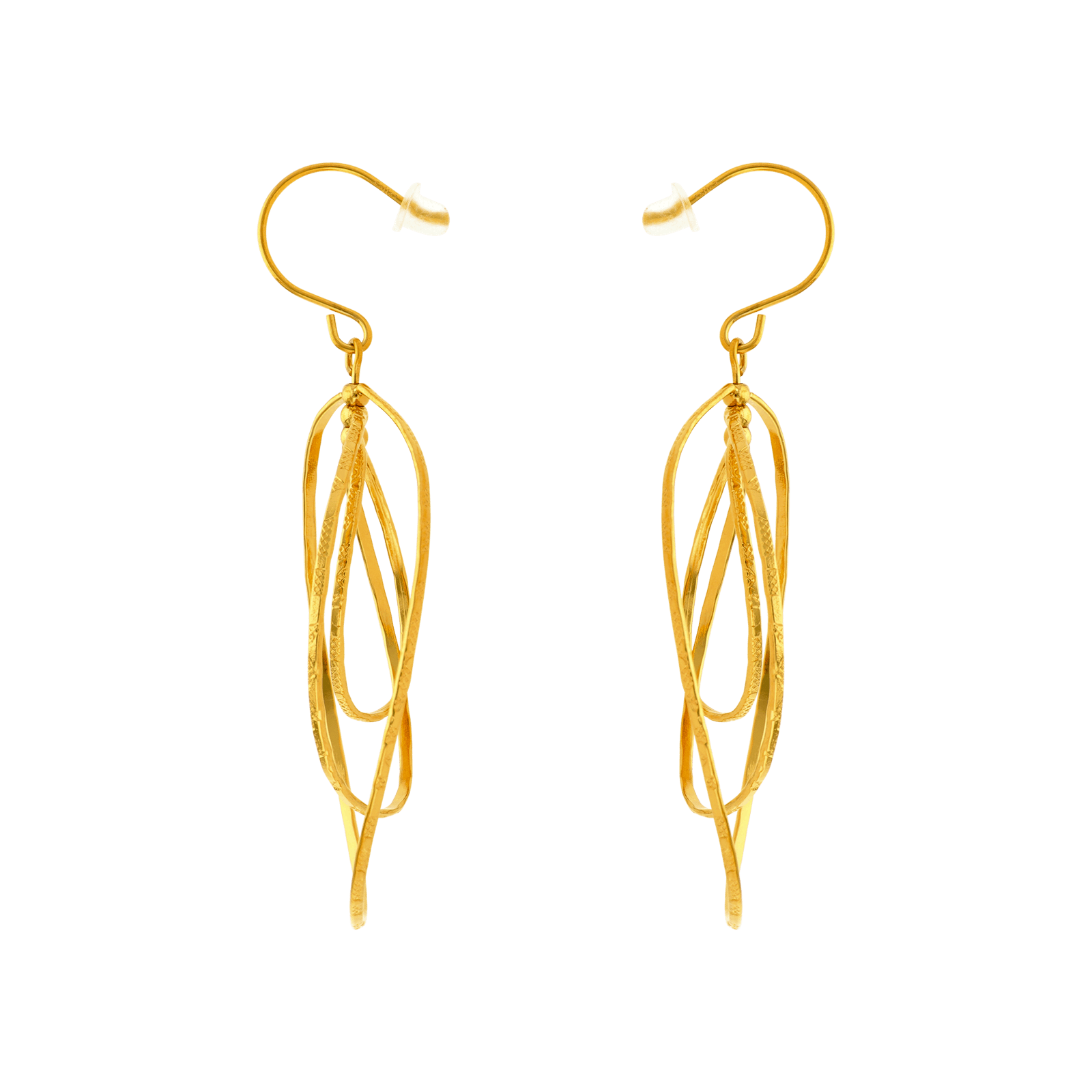 boucles d'oreilles callas acier trois fils chute doré
