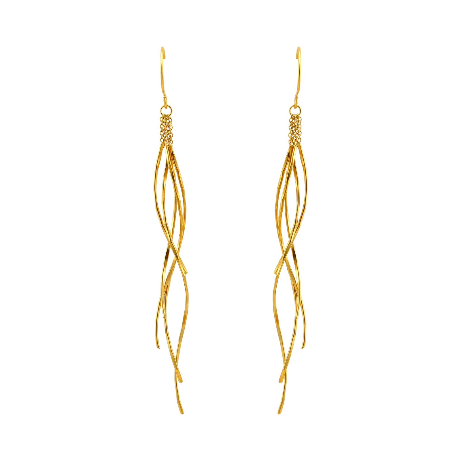 Boucles d'Oreilles Callas trois fils Acier doré