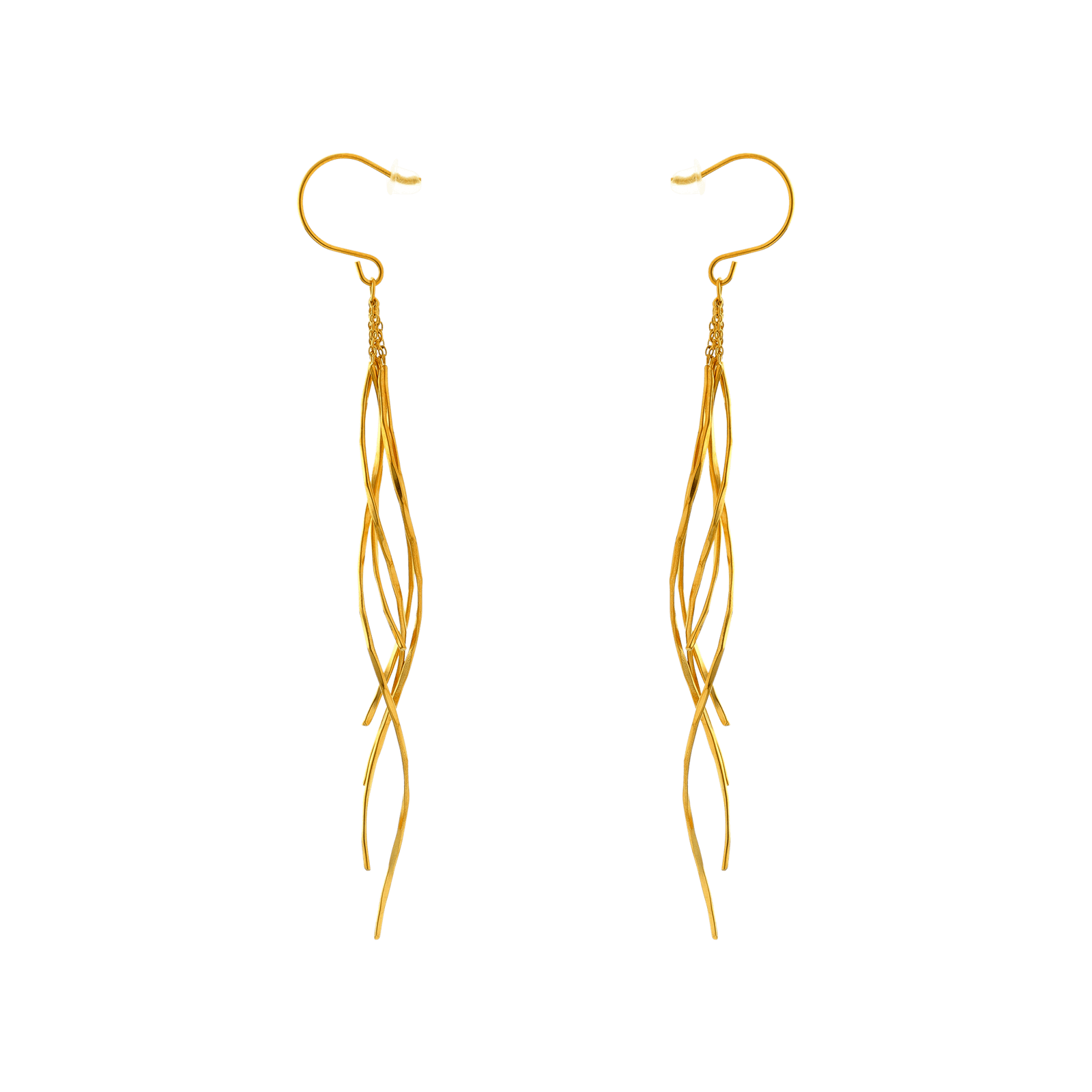 Boucles d'Oreilles Callas trois fils Acier doré