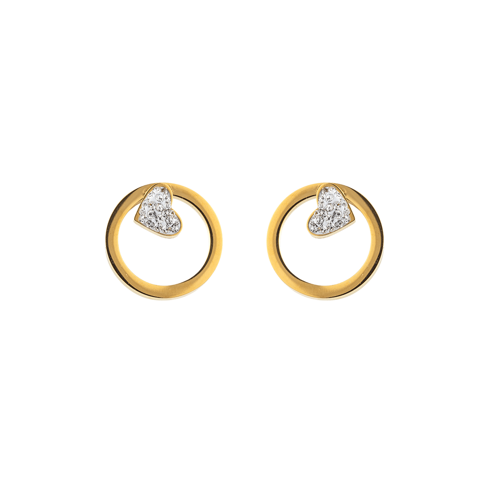 Boucles d'Oreilles Callas Acier cercle et coeur et cristal