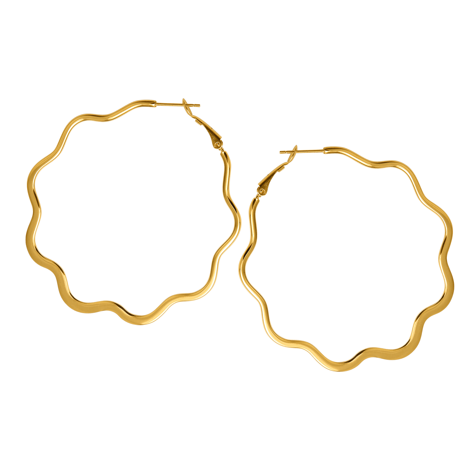 créoles acier jaune ondulées 60mm