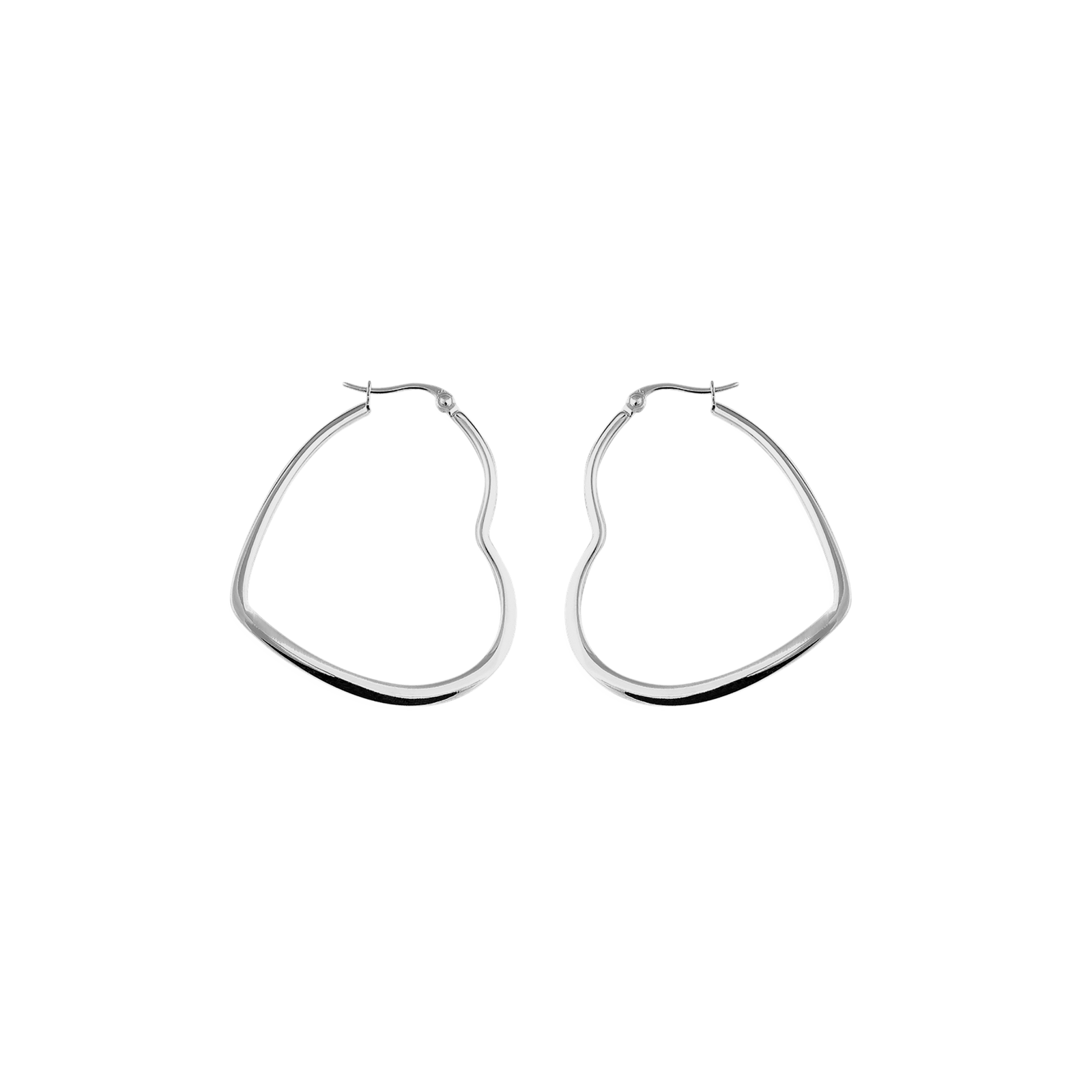 créoles acier couleur argent cœur 30mm