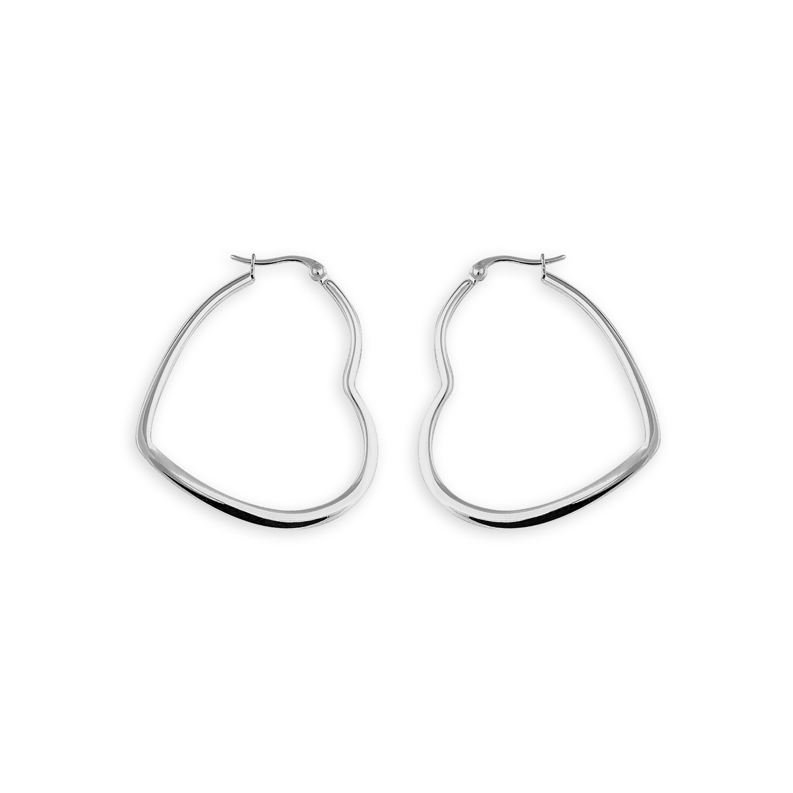 créoles acier couleur argent cœur 40mm