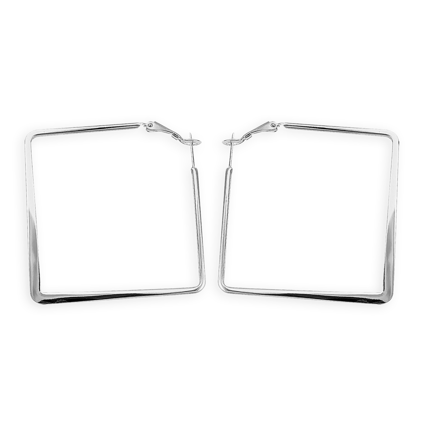 créoles acier couleur argent carrées 60mm