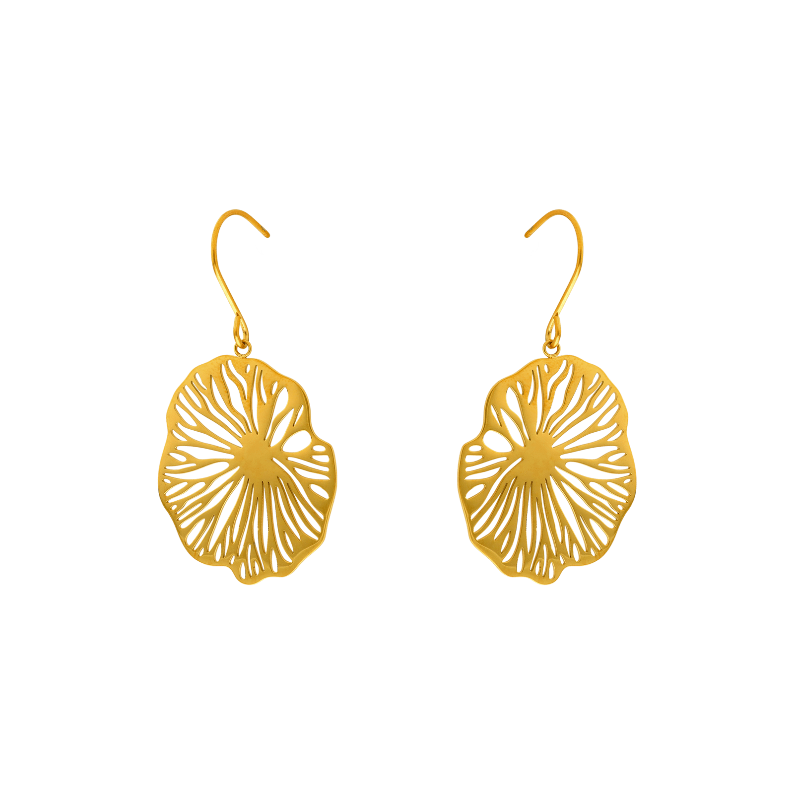 Boucles d'Oreilles Callas Acier doré Pendentif fleur ajouré