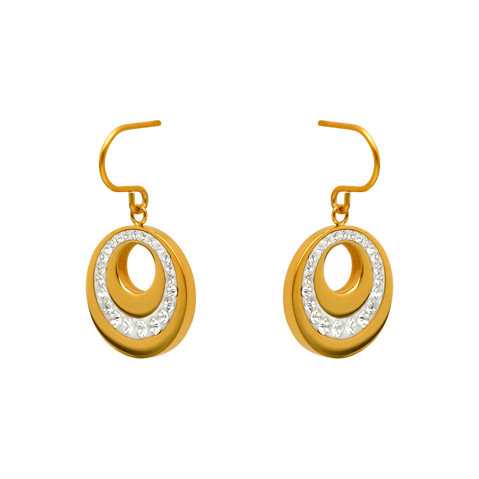boucles d'oreilles callas acier doré et cristal
