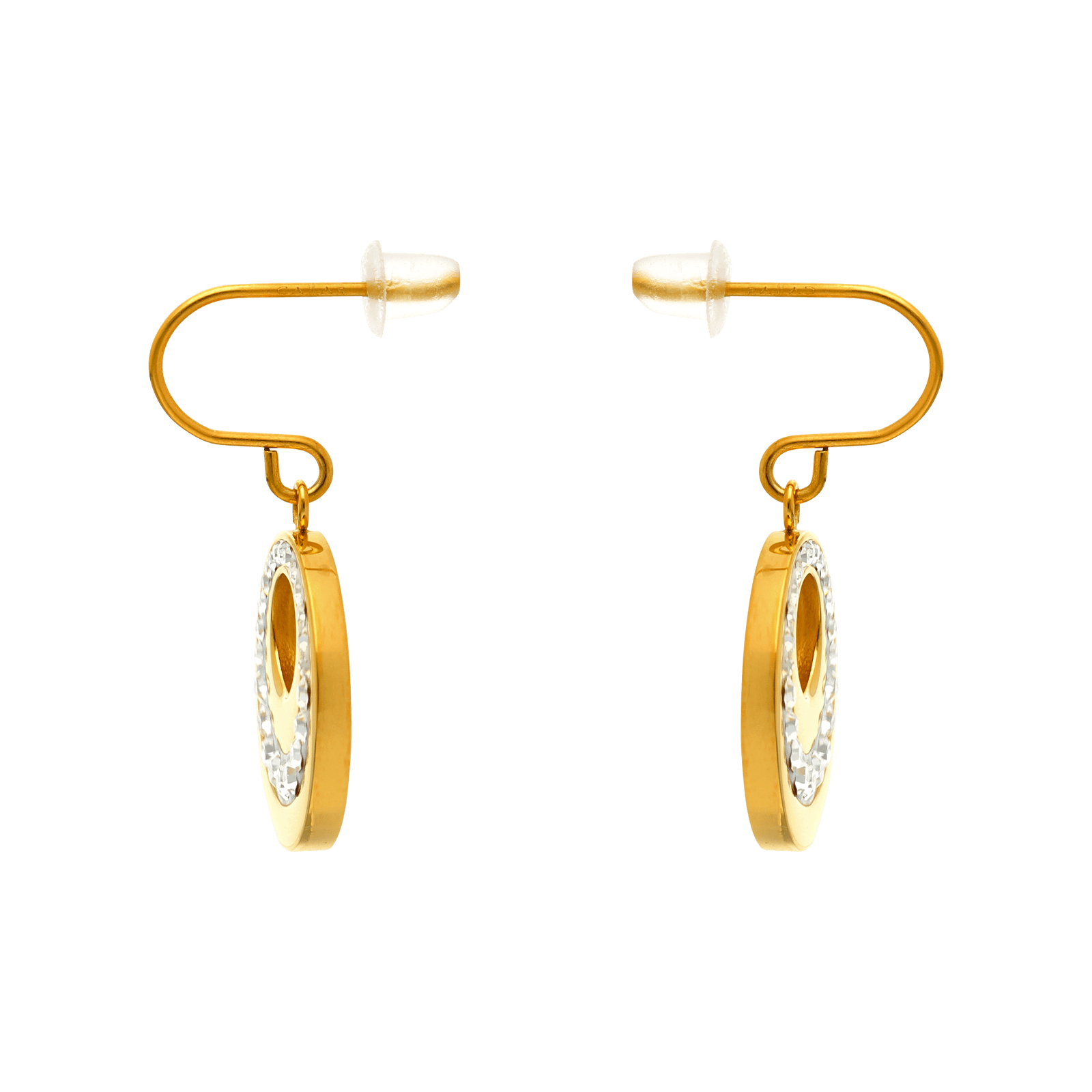 boucles d'oreilles callas acier doré et cristal