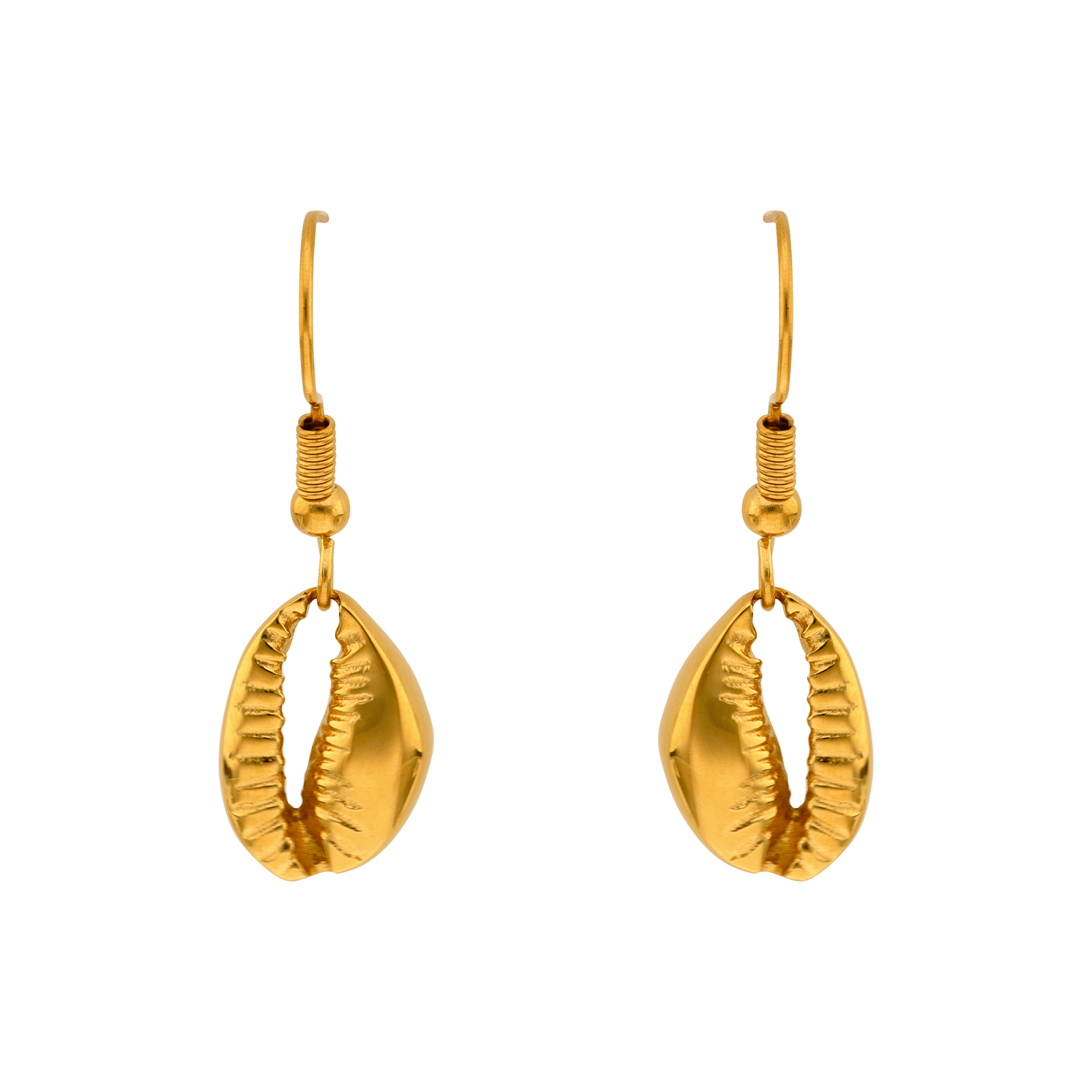 boucles d'oreilles callas acier doré pendentif coquillage