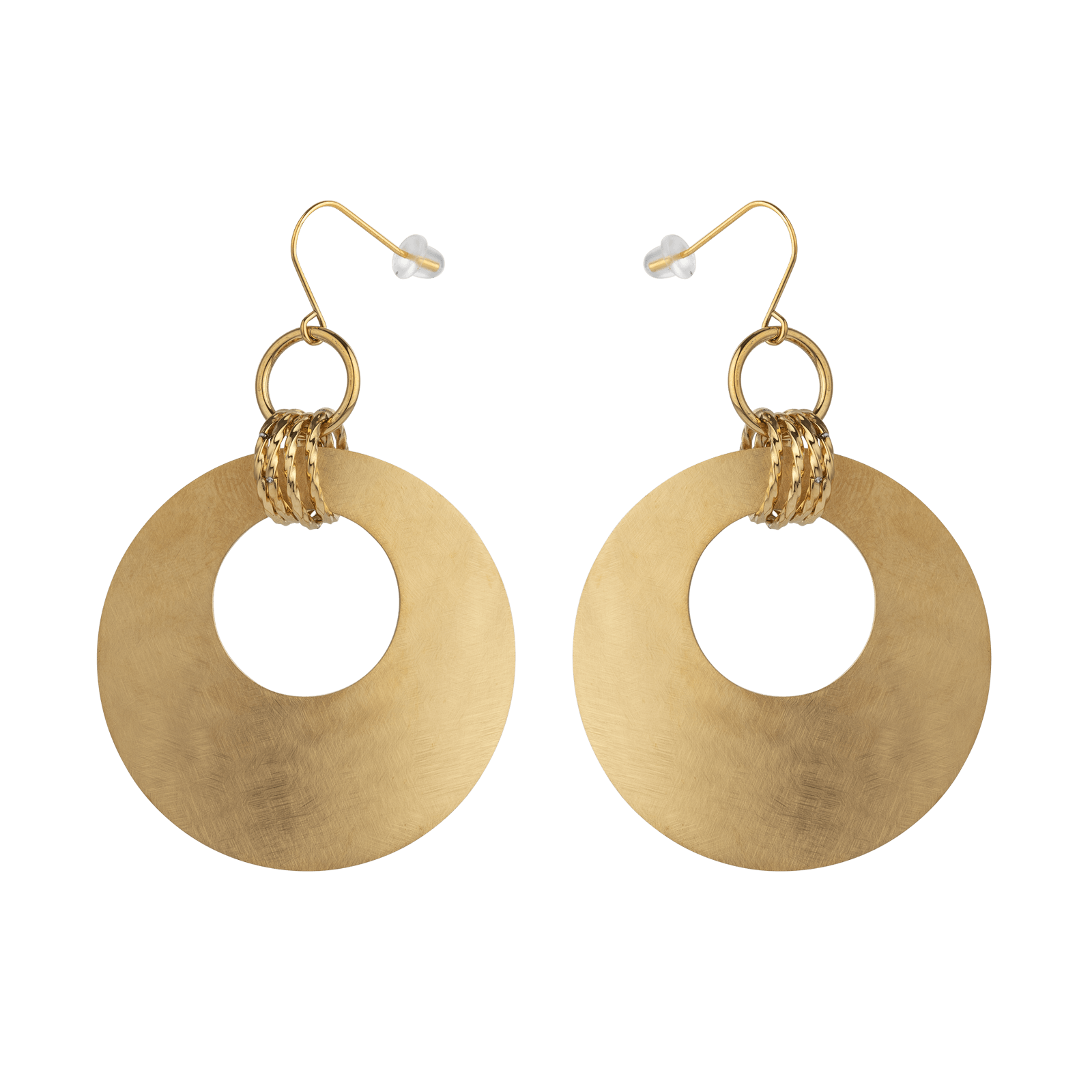 Boucles d'Oreilles Callas Acier doré motif Rond ajouré satiné 45.5mm