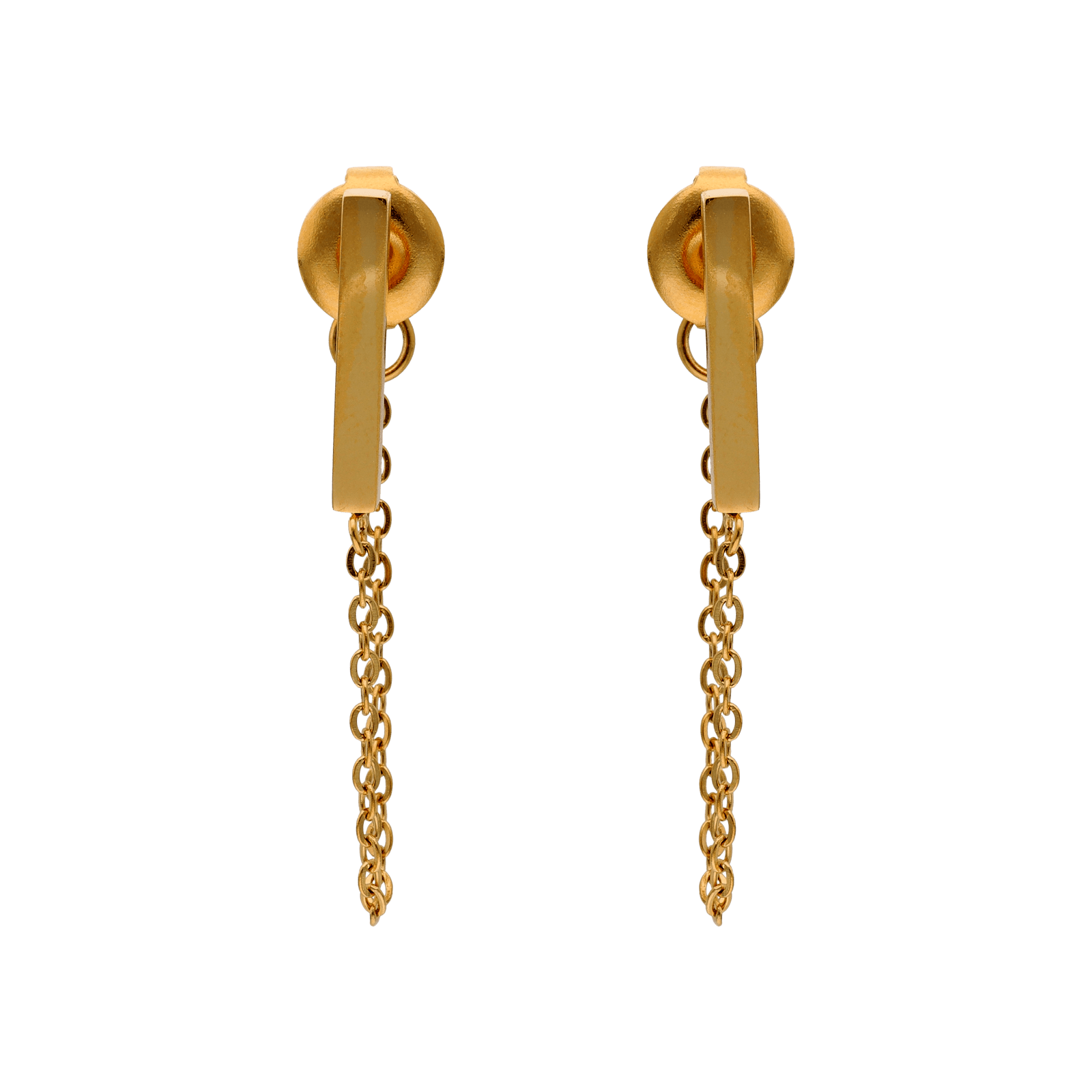 Boucles d’oreilles pendantes Callas en acier doré avec barrette et chaîne