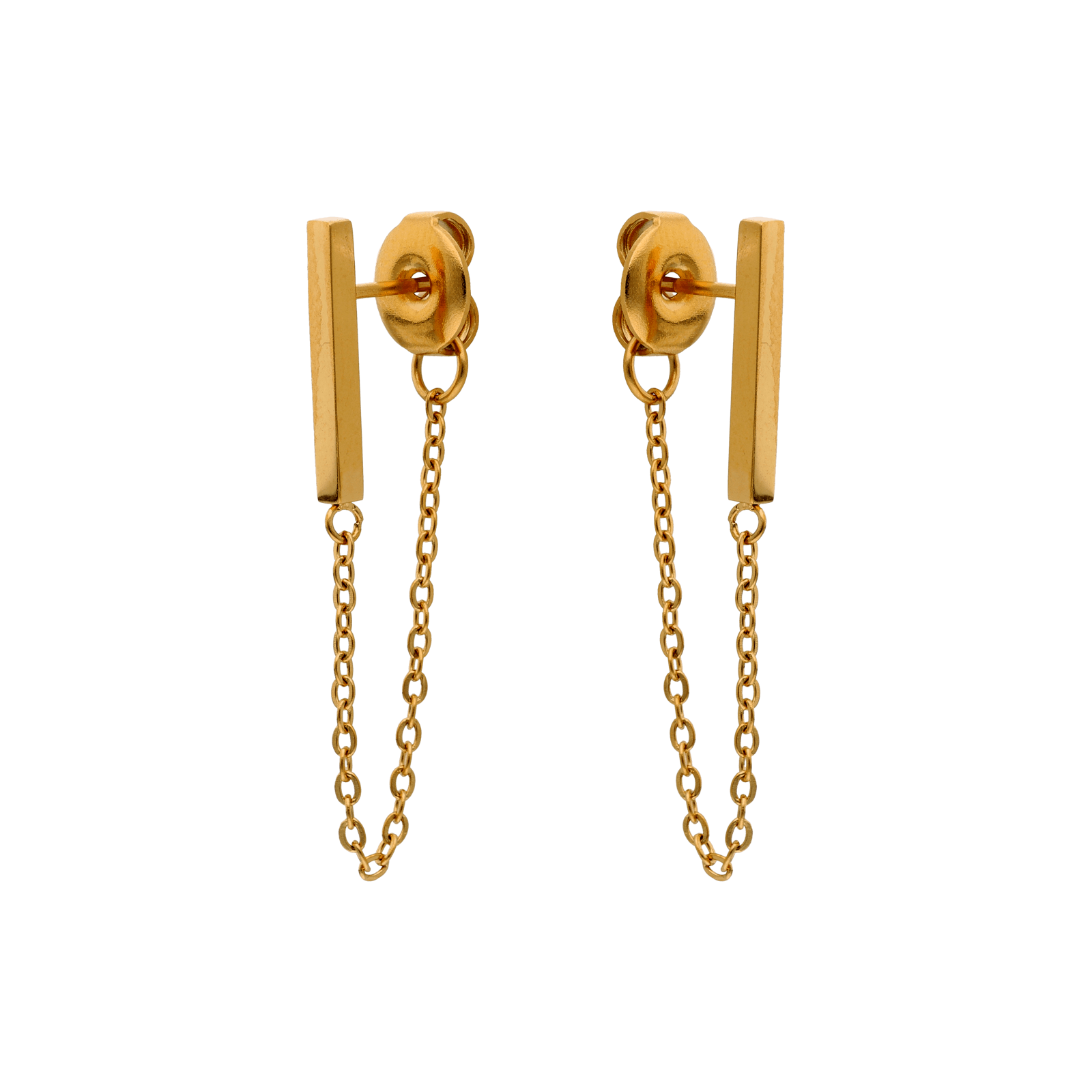 Boucles d’oreilles pendantes Callas en acier doré avec barrette et chaîne