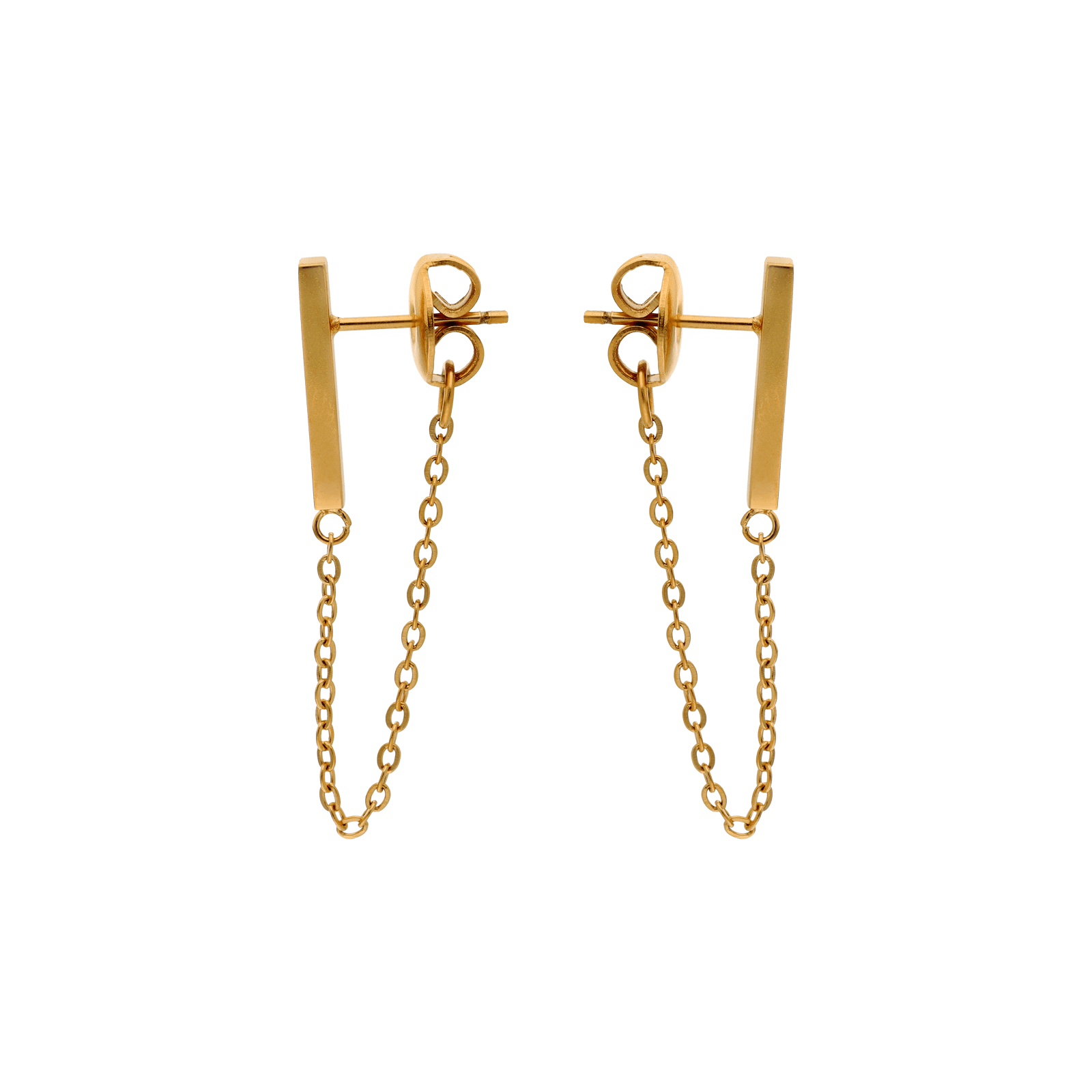 Boucles d’oreilles pendantes Callas en acier doré avec barrette et chaîne