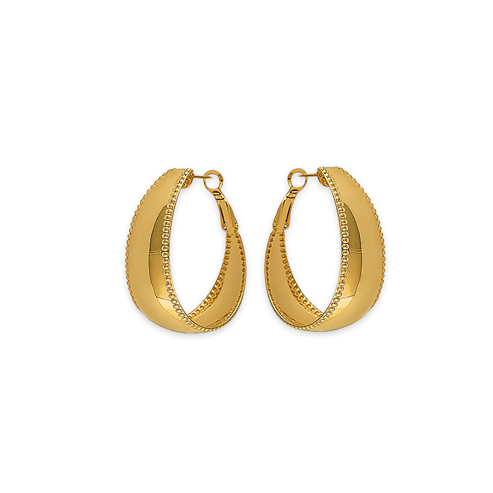 créoles acier jaune cubaines ovales 30*40mm