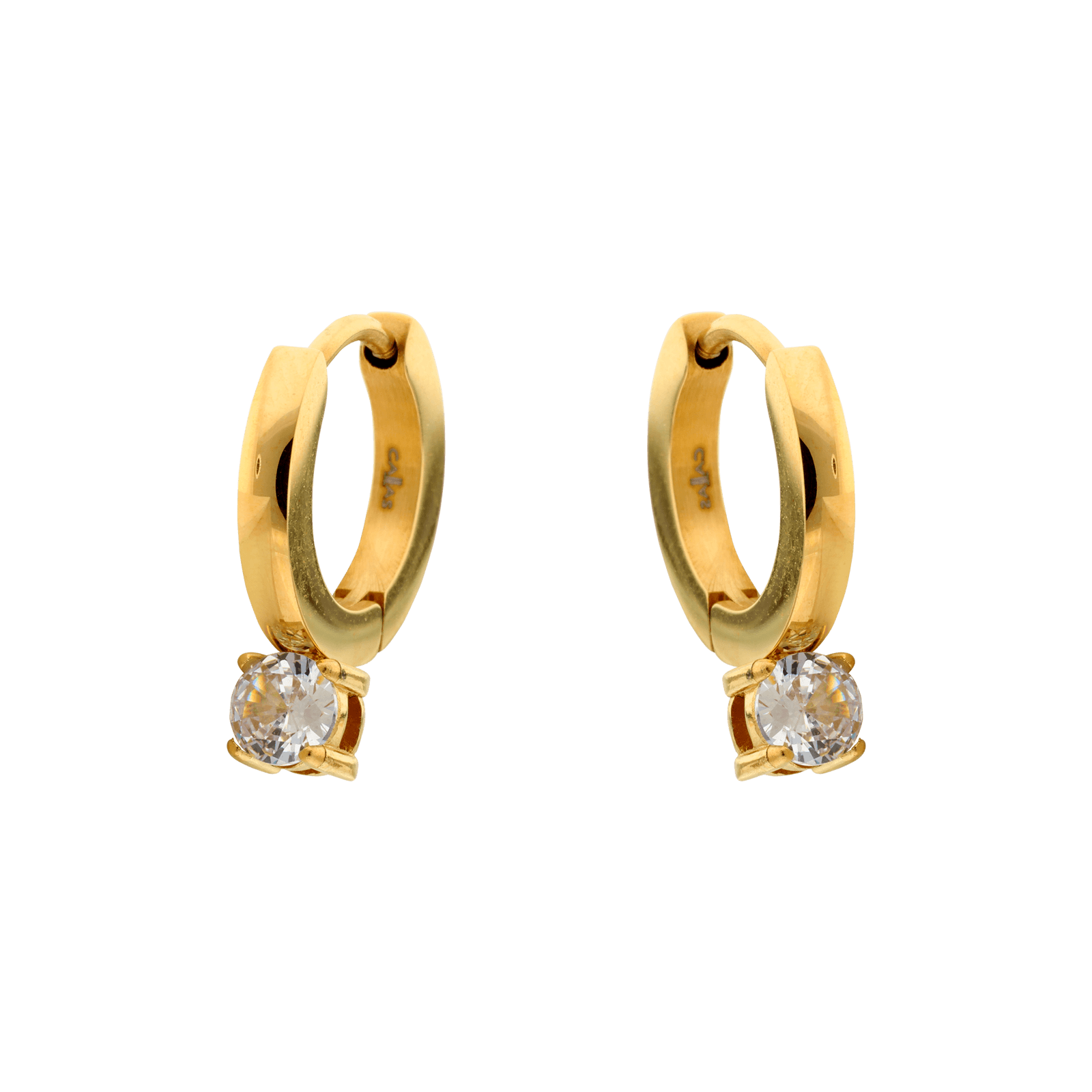 Créoles Callas acier doré cubiques & zirconia blanc