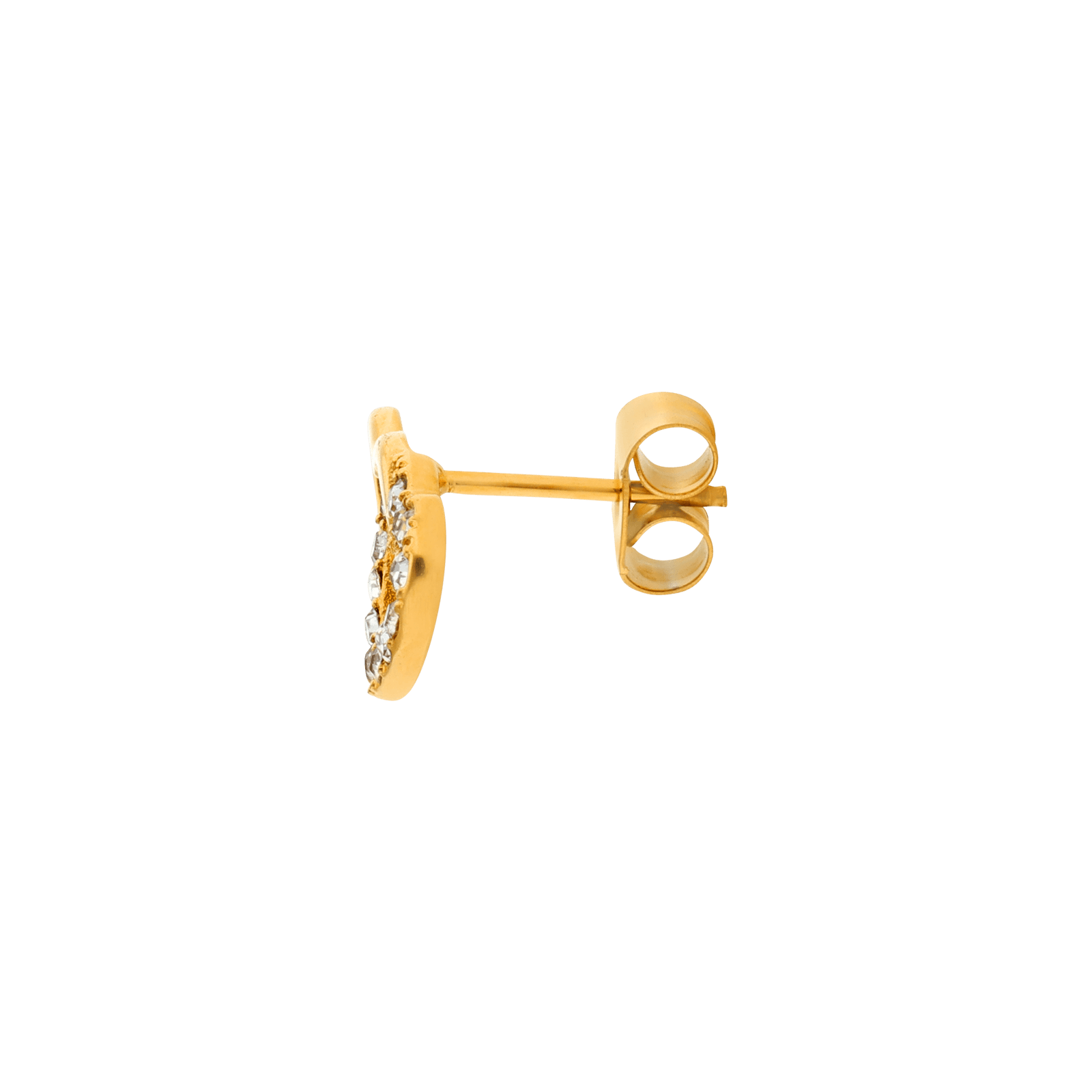 Boucles d'Oreilles Callas Acier doré double coeur Lisse et Cristal