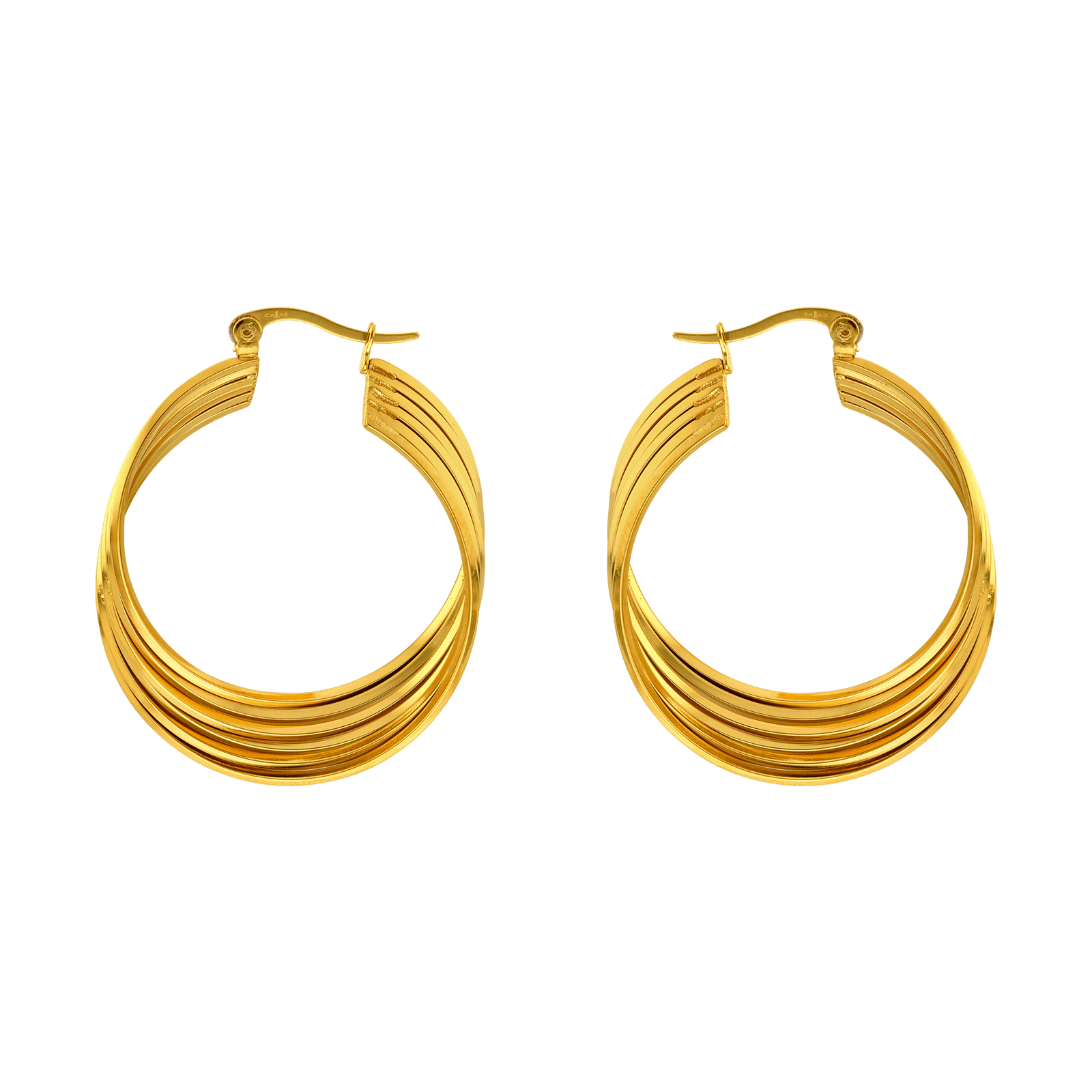 créoles callas acier fil perle doré 30 mm