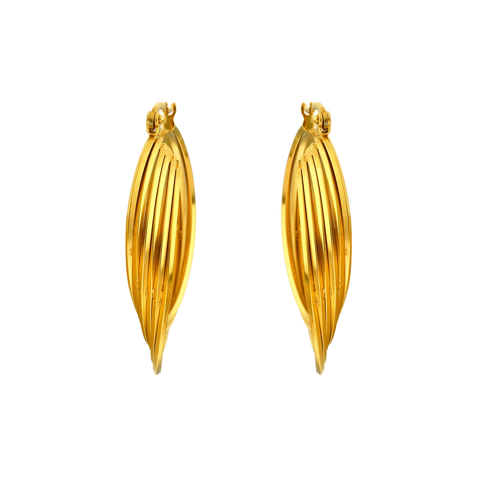 créoles callas acier fil perle doré 30 mm