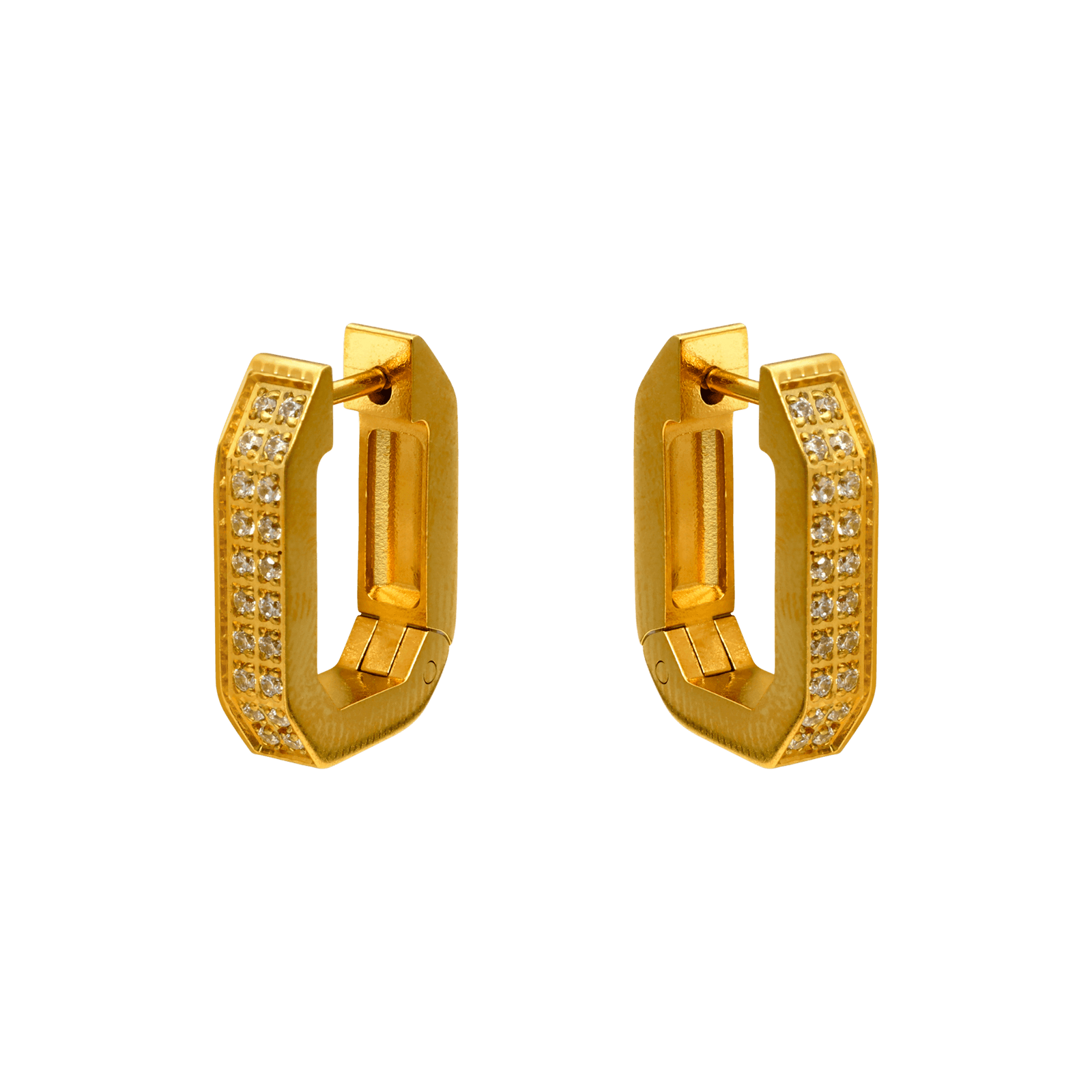 Créoles Callas rectangle 40 Oxyde de Zirconium Acier doré