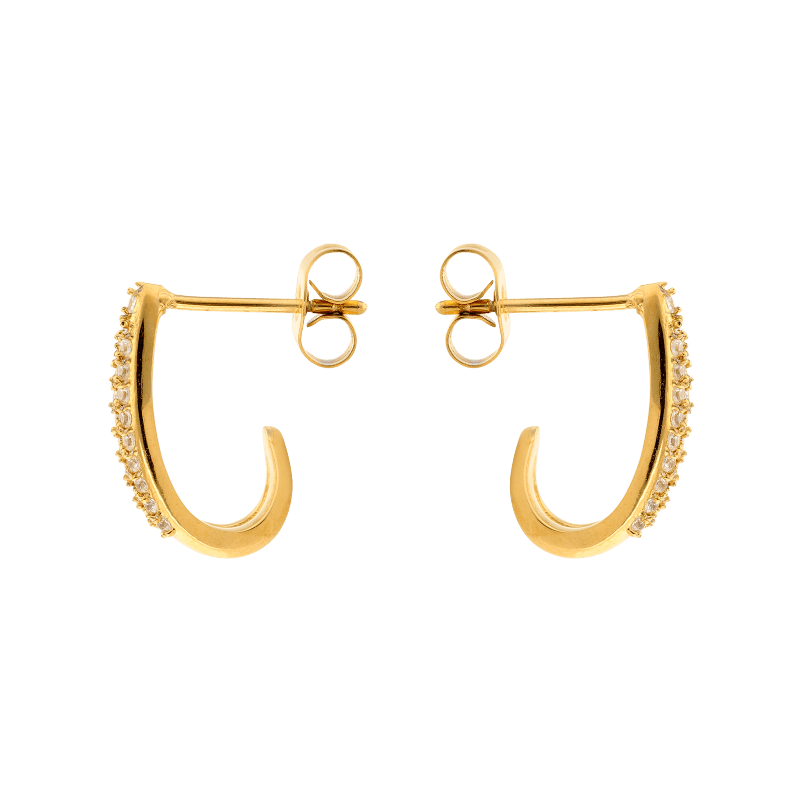 Boucles d'Oreilles Callas Acier doré deux griffes et Zirconia Cubique 1mm