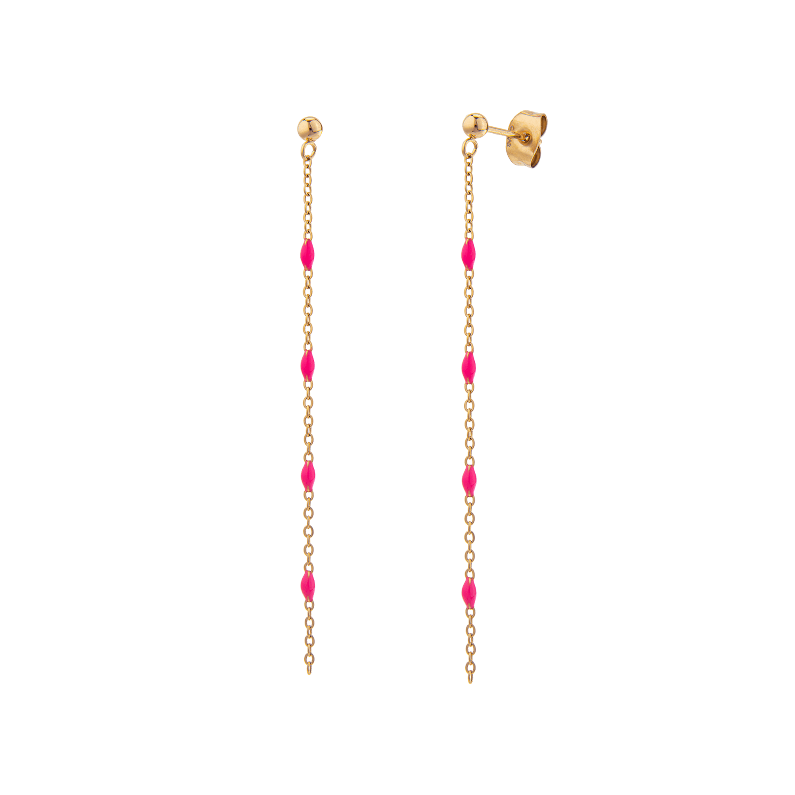 boucles d'oreilles callas acier doré pendentif boules époxy roses 6 mm