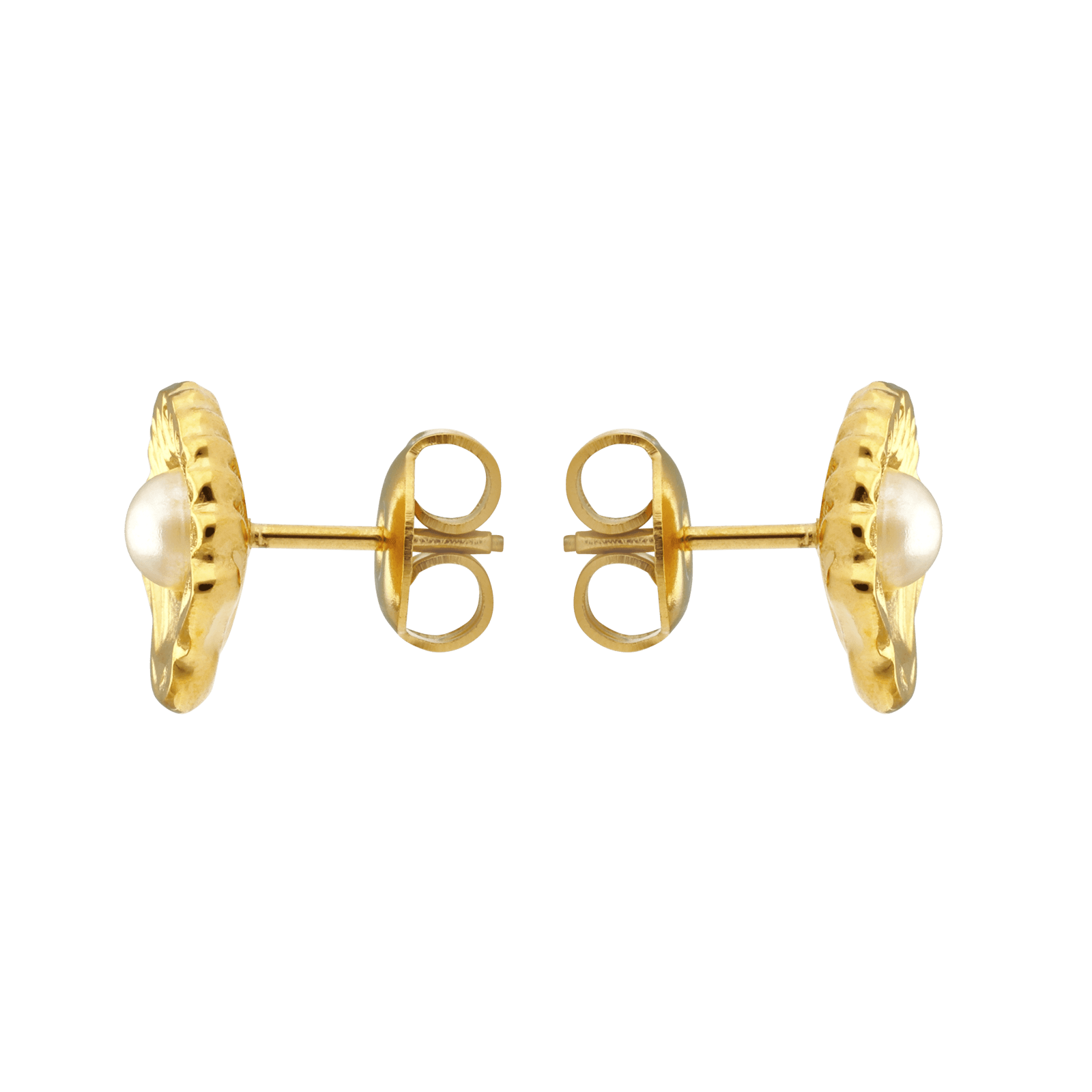 Boucles d'Oreilles Callas Acier doré Coquille Saint Jacques Perle