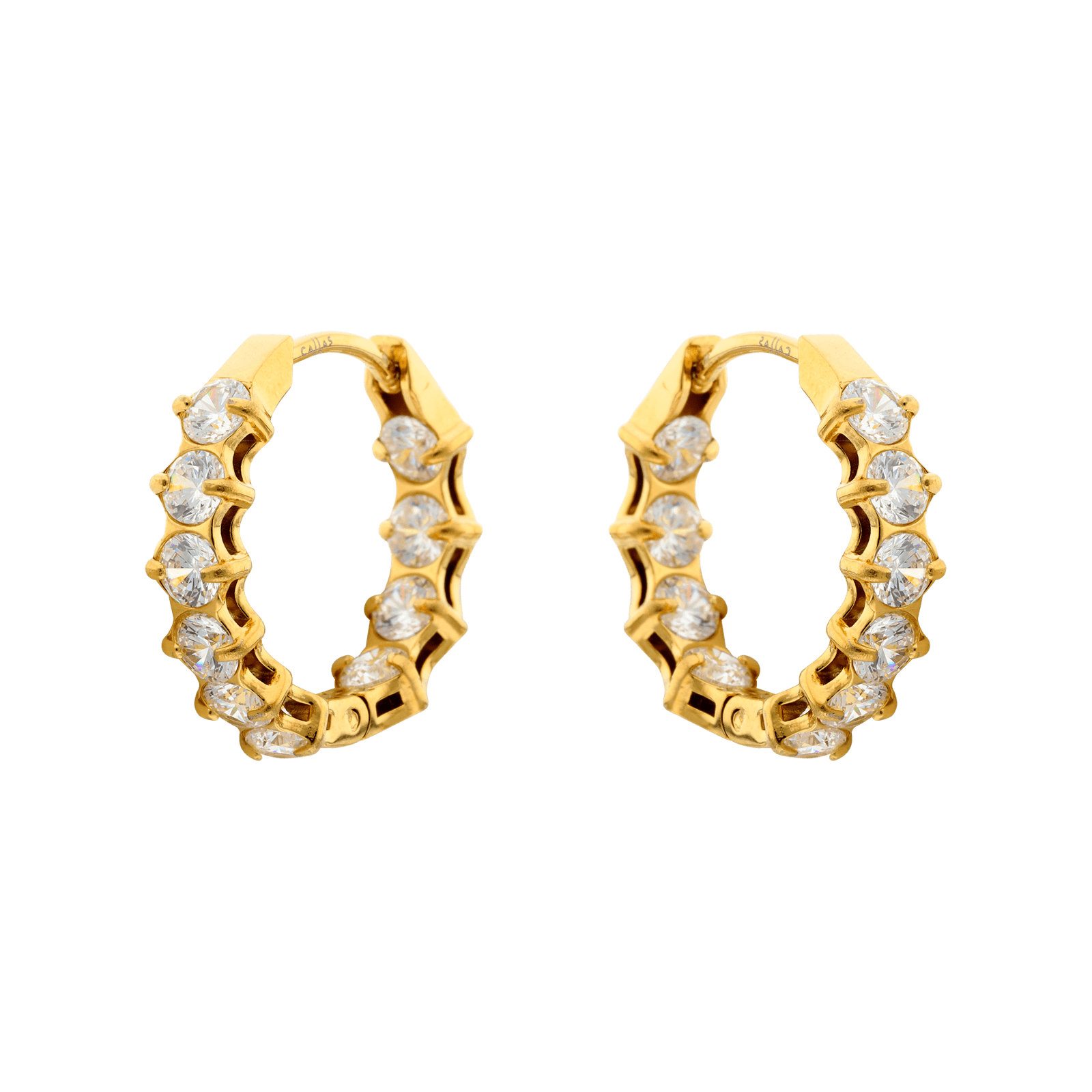 créoles callas acier doré zirconia cubique 19mm