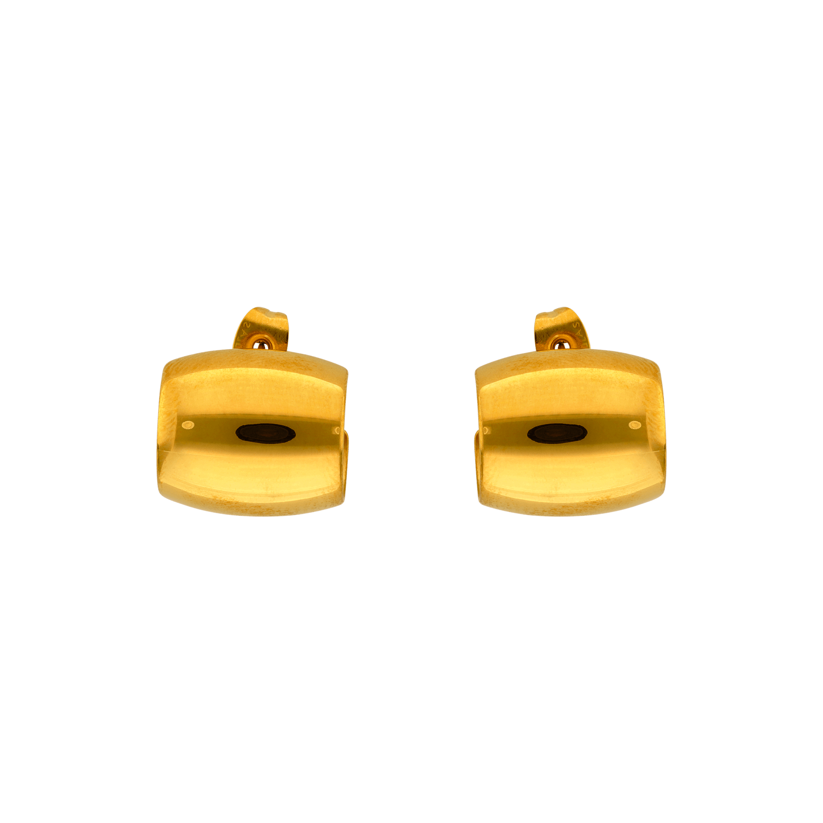 boucles d'oreilles callas acier doré demi créole lisse et large