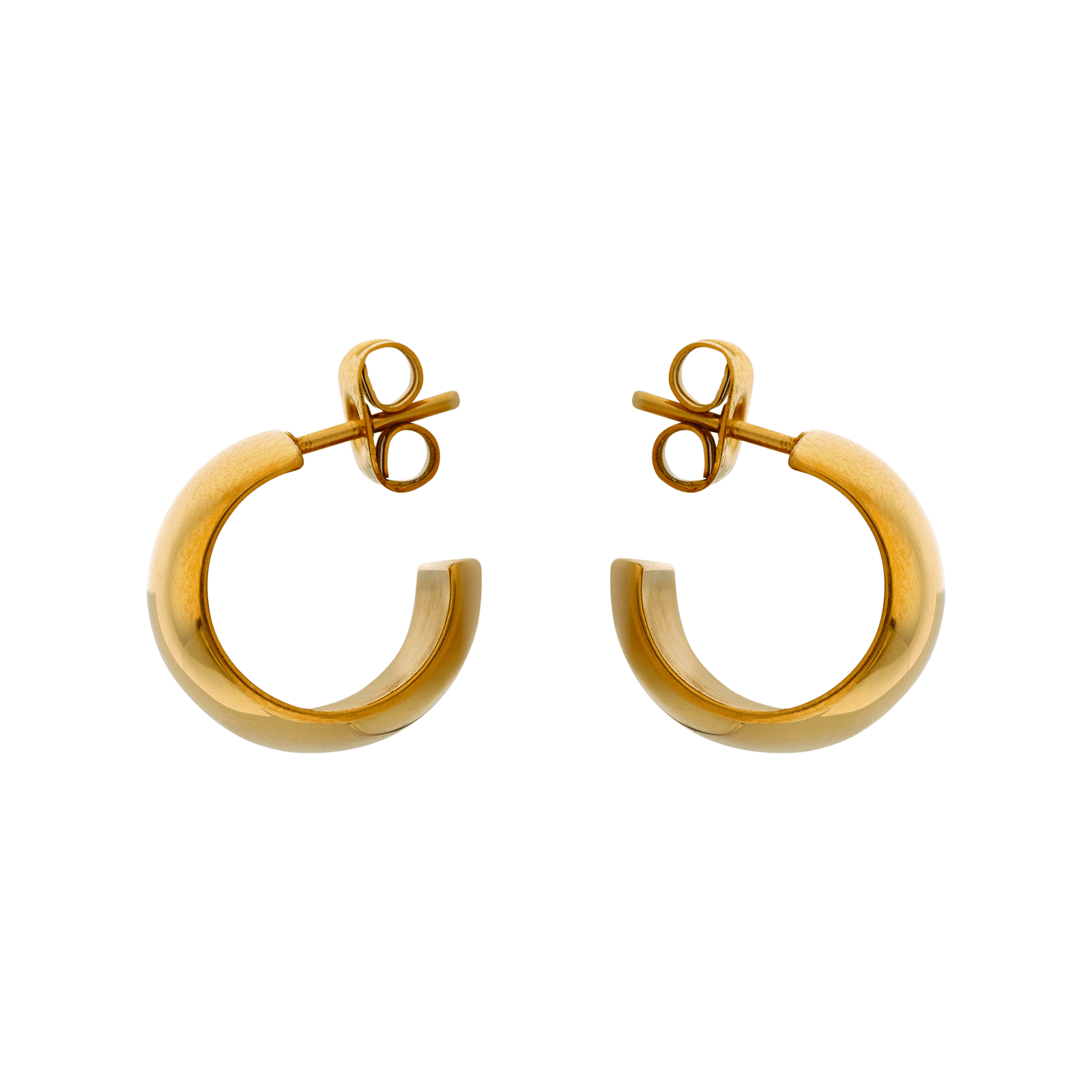 boucles d'oreilles callas acier doré demi créole lisse et large