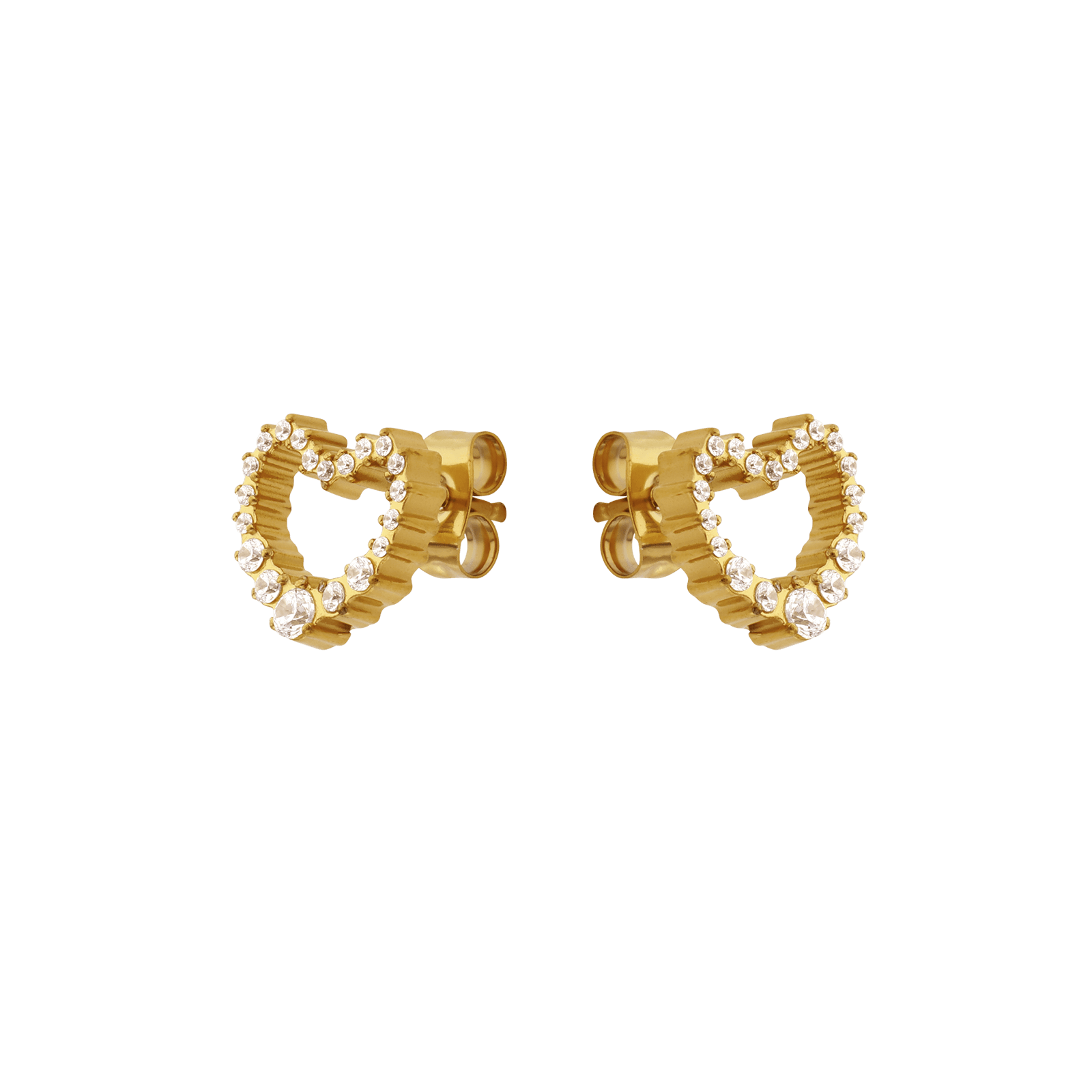 boucles d'oreilles callas acier doré coeur sertie zirconia cubique