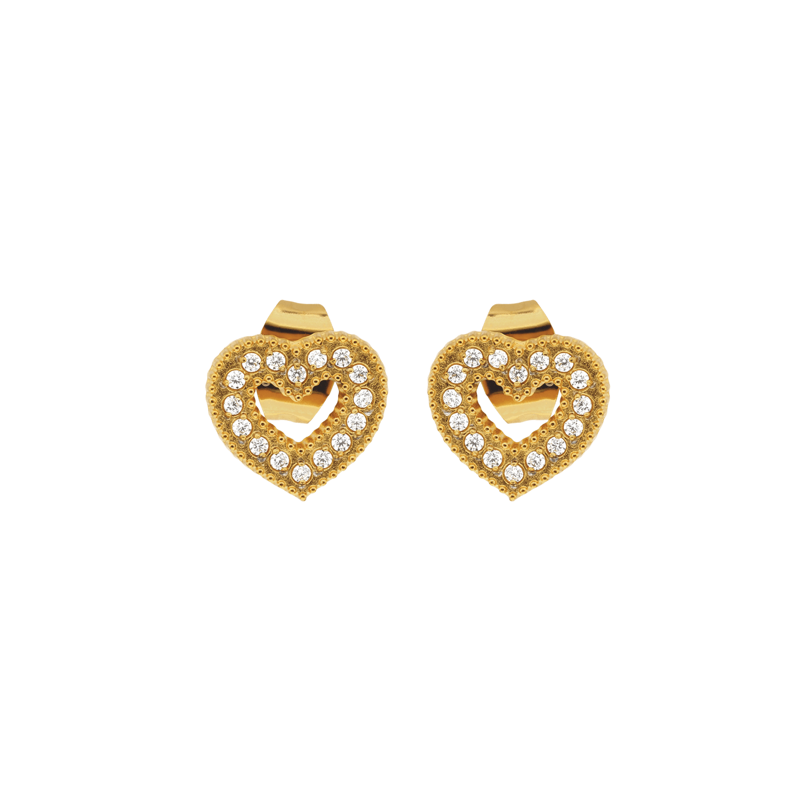 boucles d'oreilles callas acier doré coeur entourage oxyde de zirconium