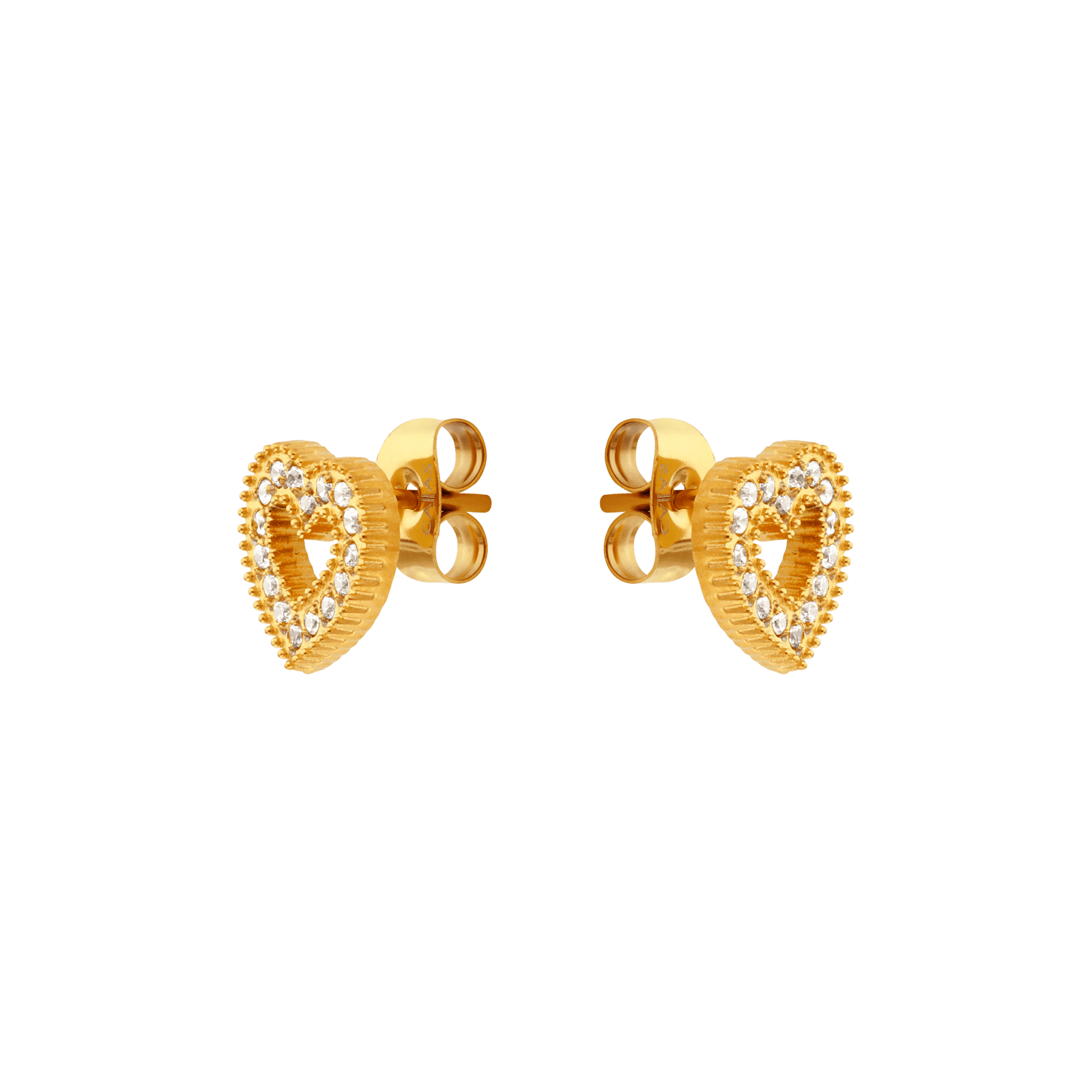 boucles d'oreilles callas acier doré coeur entourage oxyde de zirconium