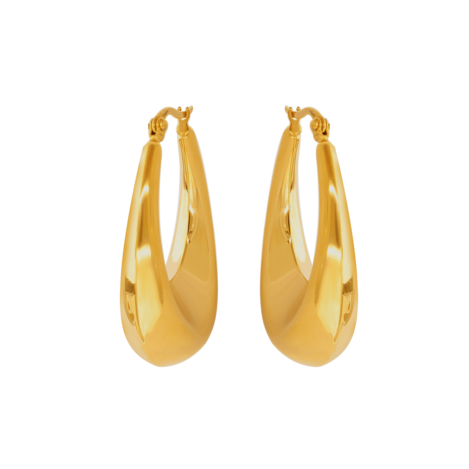 Créoles Callas Acier doré ovale bombée chute 39mm