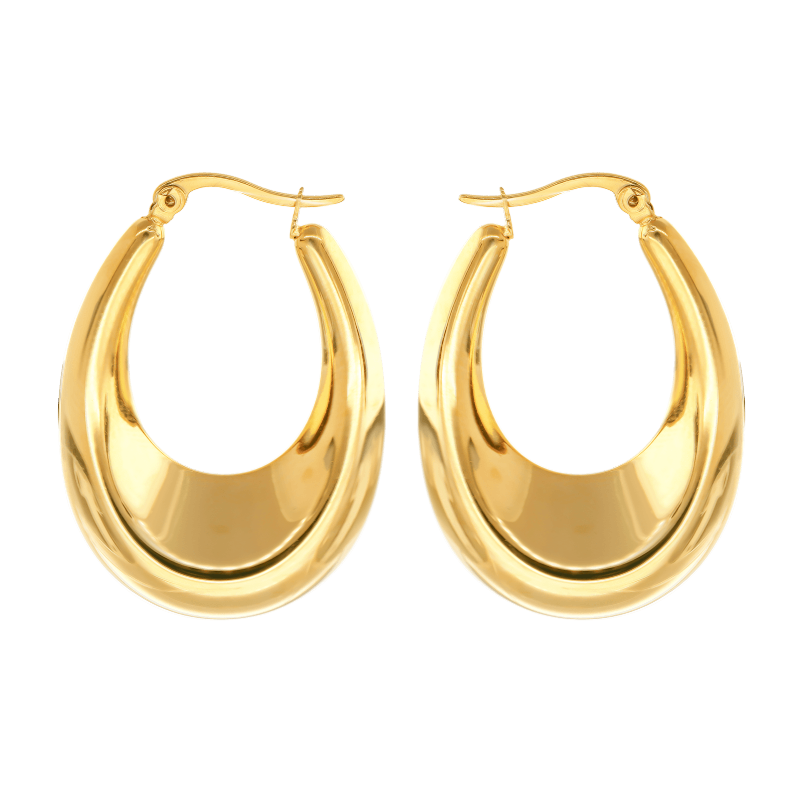 Créoles Callas Acier doré ovale bombée chute 39mm