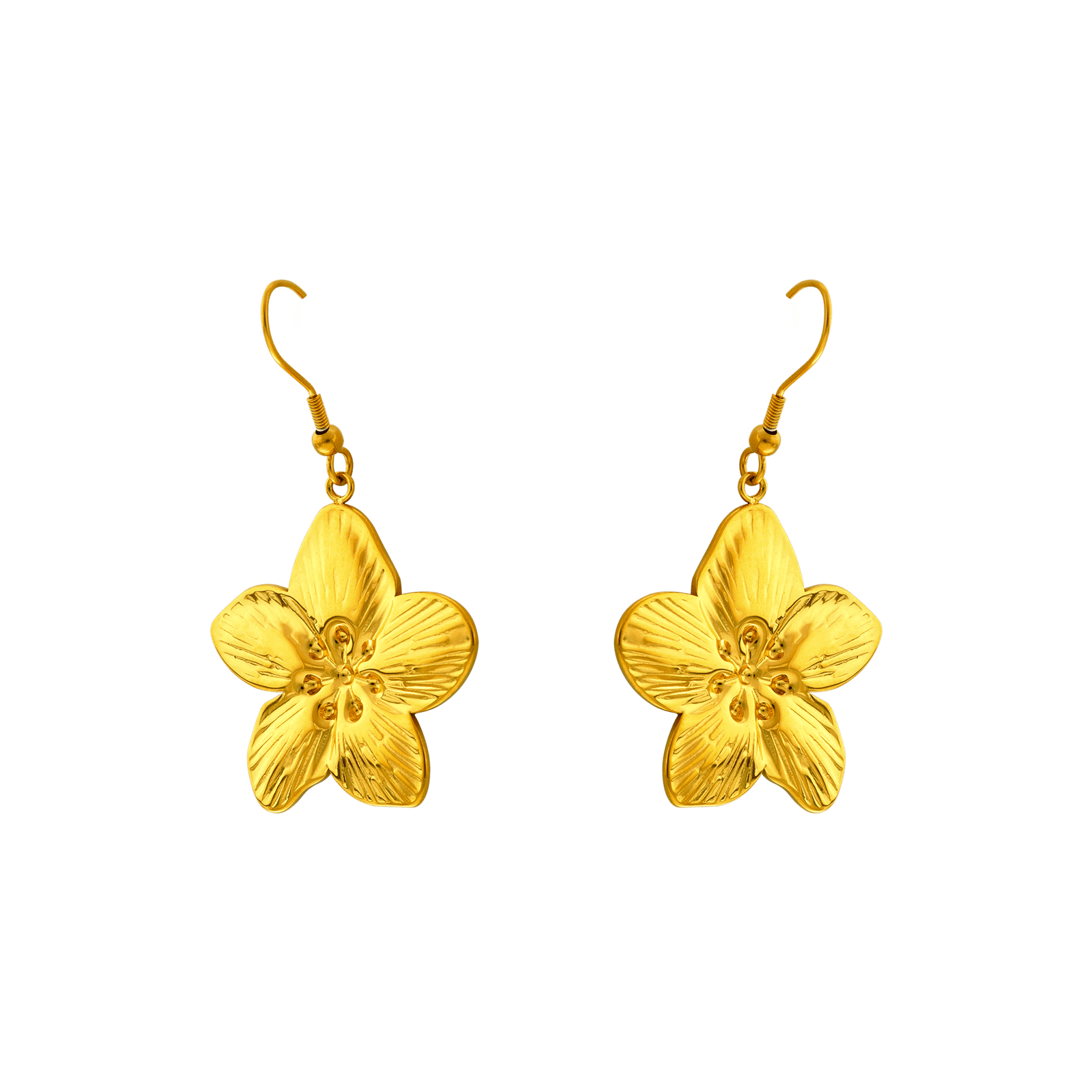 boucles d'oreilles acier femme callas acier doré dormeuse hibiscus