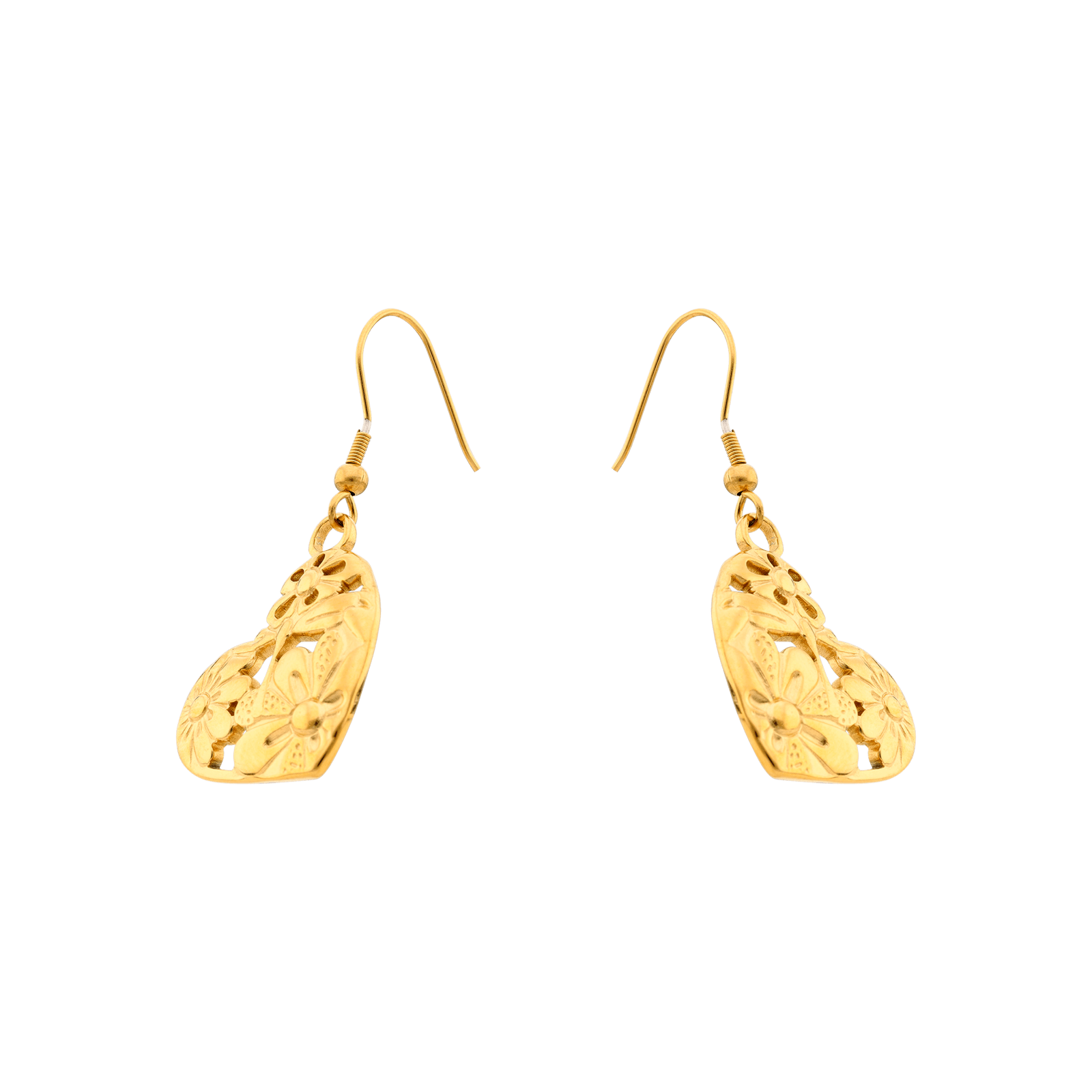 boucles d'oreilles callas acier doré coeur ajouré motif