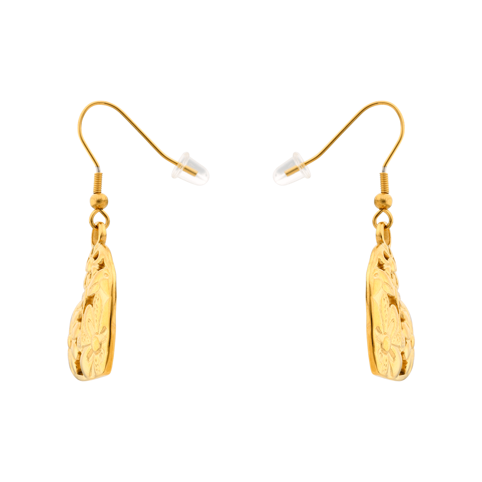 boucles d'oreilles callas acier doré coeur ajouré motif