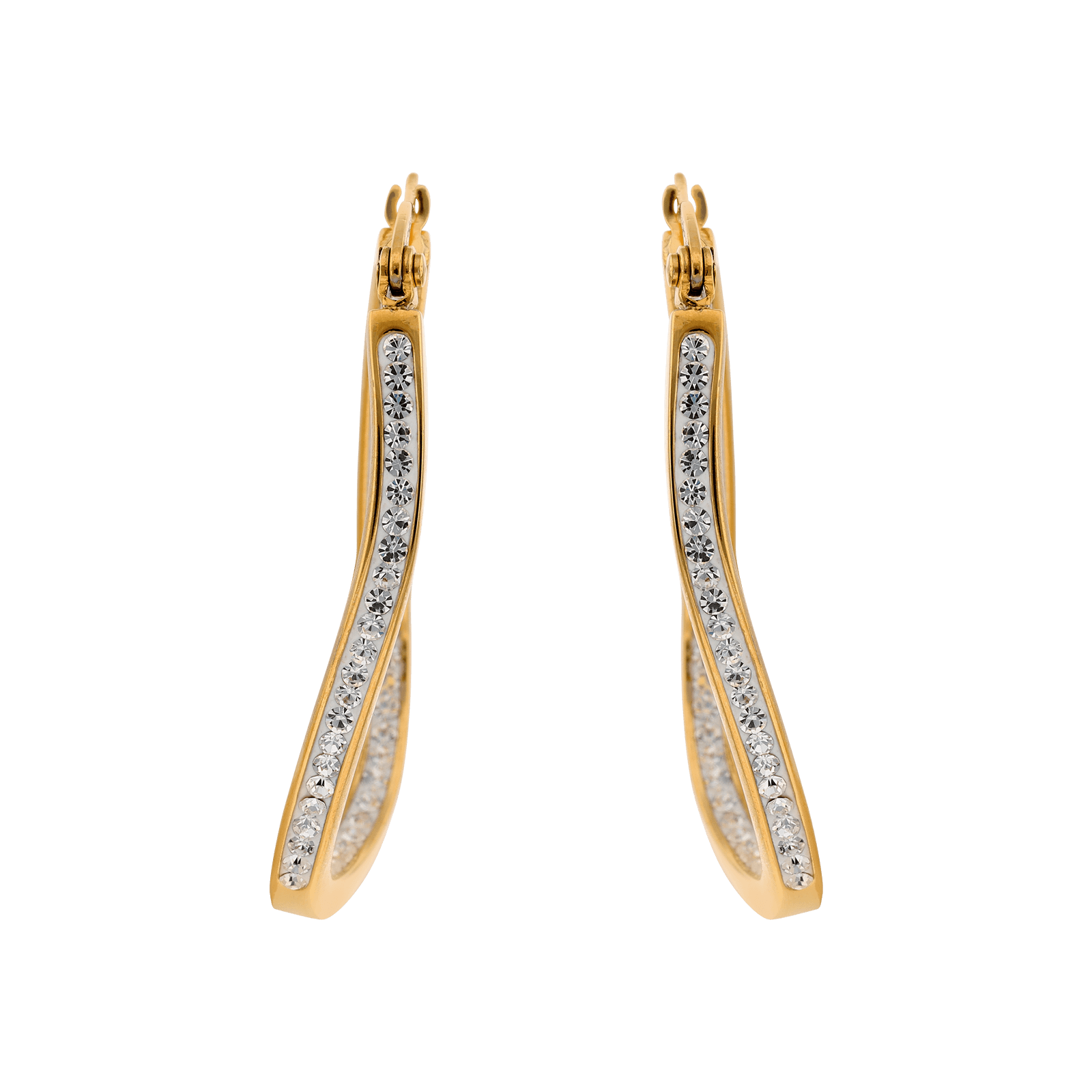 Créoles Callas Acier doré époxy et Cristal Preciosa