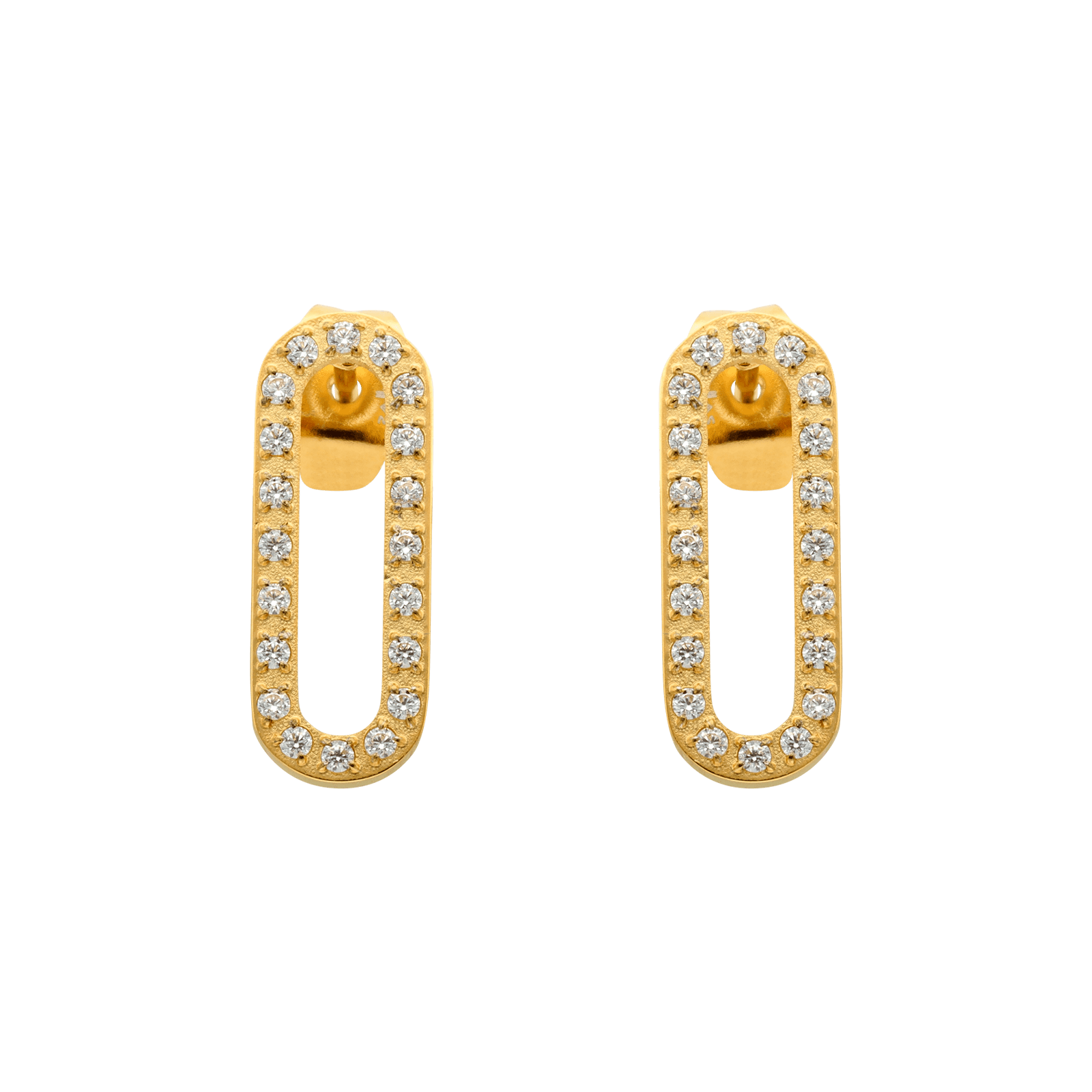boucles d'oreilles callas acier doré ovale zirconia cubique blanc