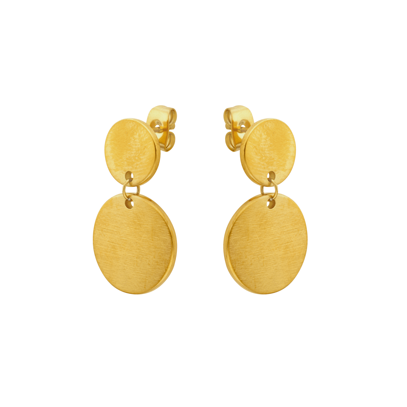 Boucles d'Oreilles Callas Acier doré Pendentif Pastilles brossées