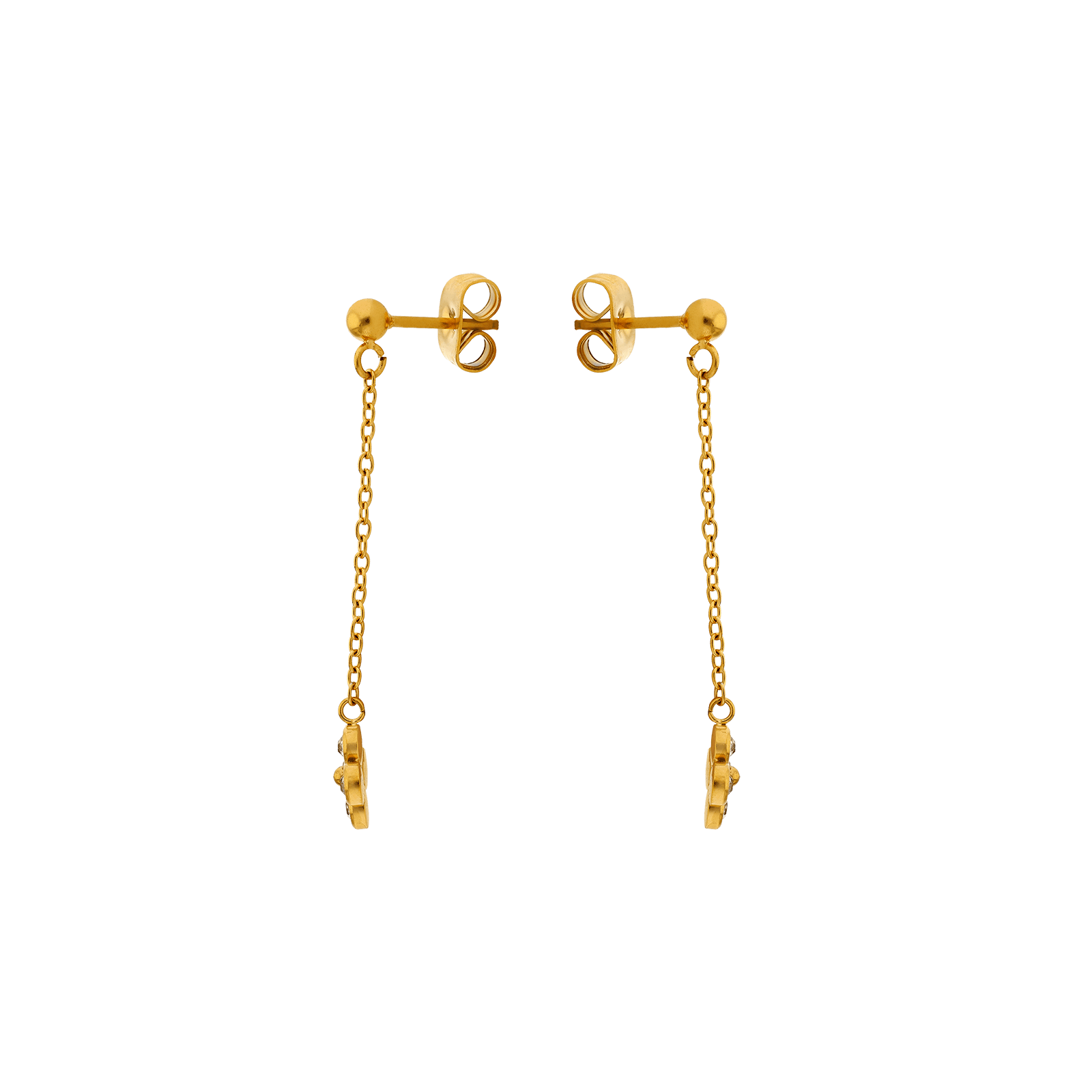 boucles d'oreilles callas acier doré pendentif fleur oxyde de zirconium