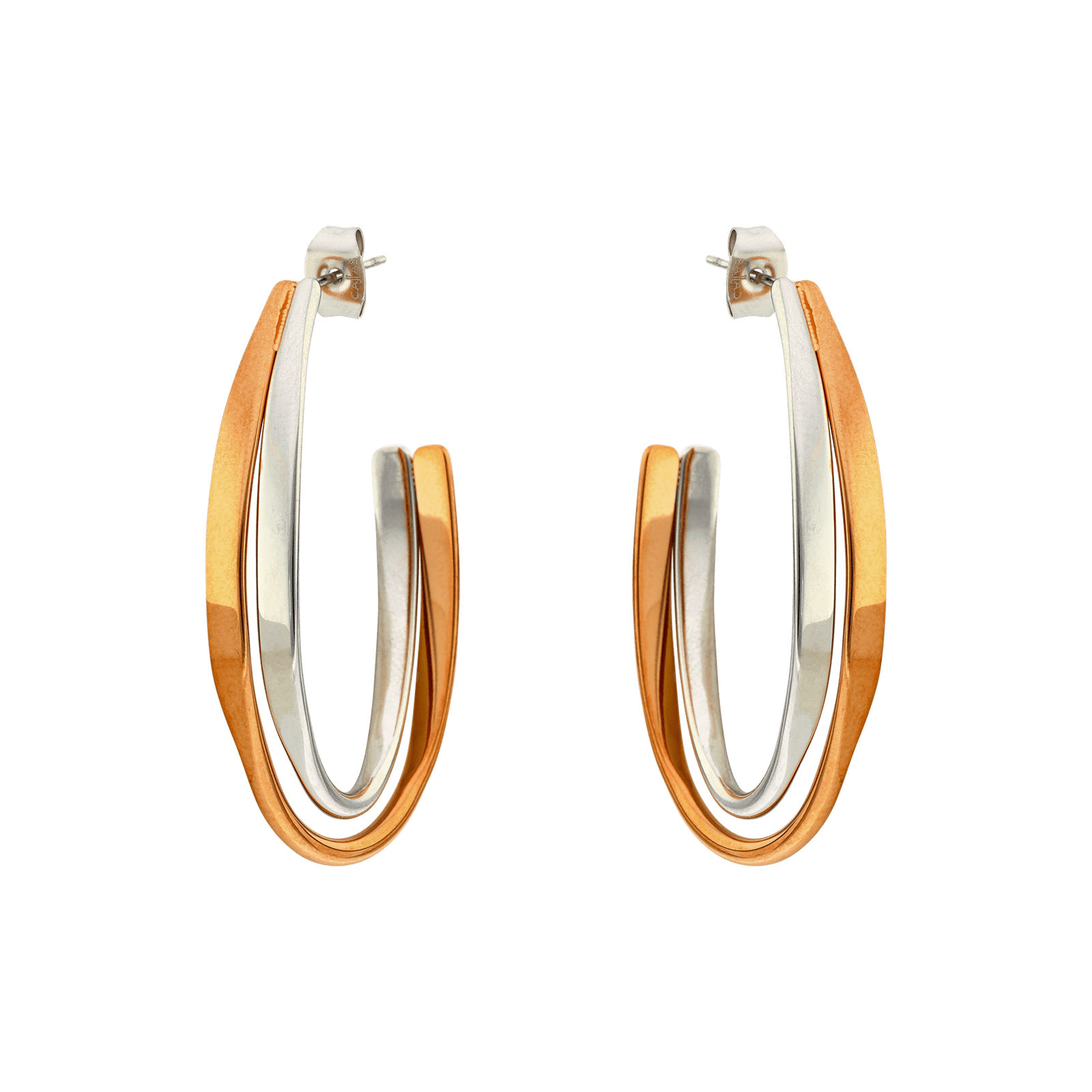 CREOLES OVALES ACIER BIColore 24X37MM